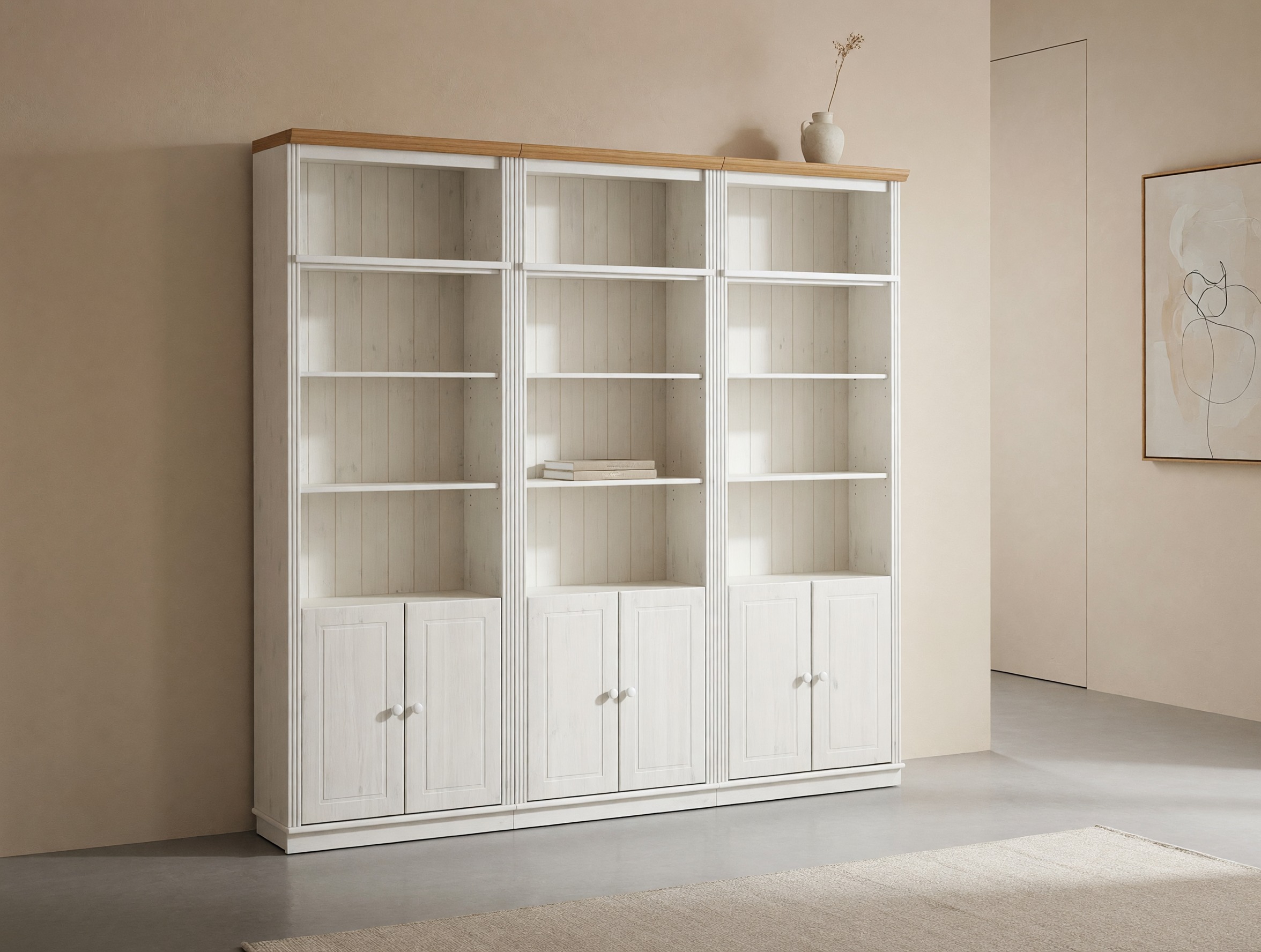 Hyllysetti Saltoro 117 (Valkoinen + Hunajatammi)