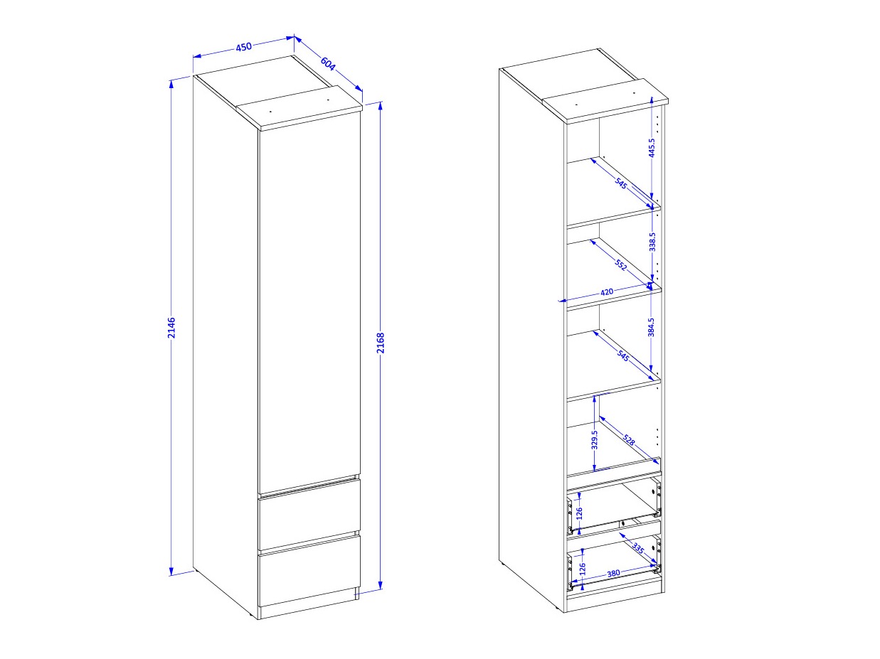 Vaatekaappi Nolcala 119 (Tammi + Beige)
