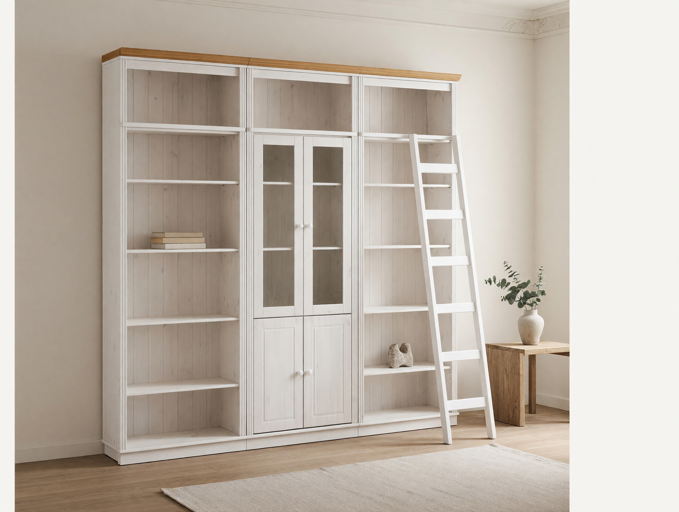 Hyllysetti Saltoro 126 (Valkoinen + Hunajatammi)