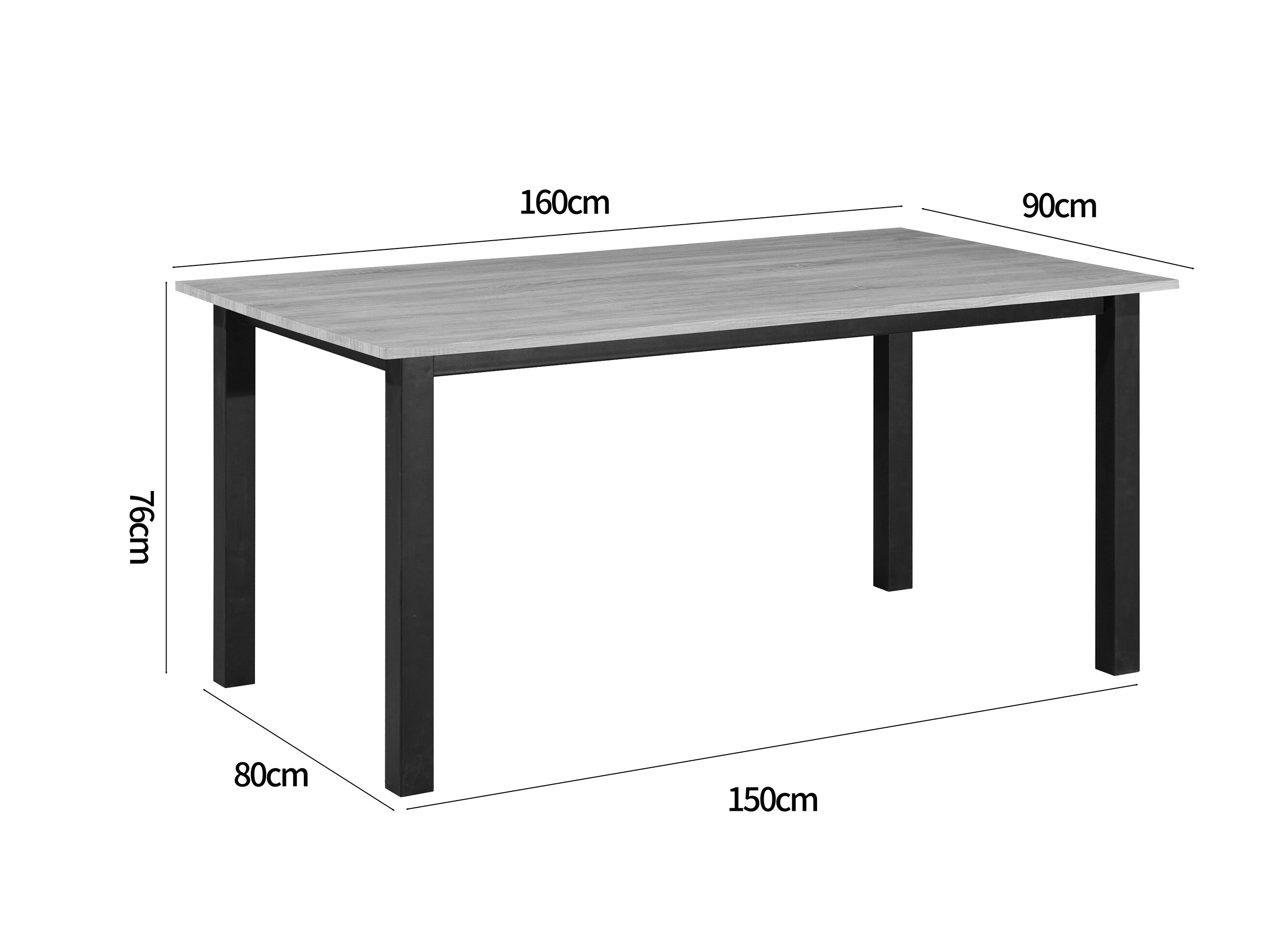 Pöytä Denton 1549 (Musta + Tammi)