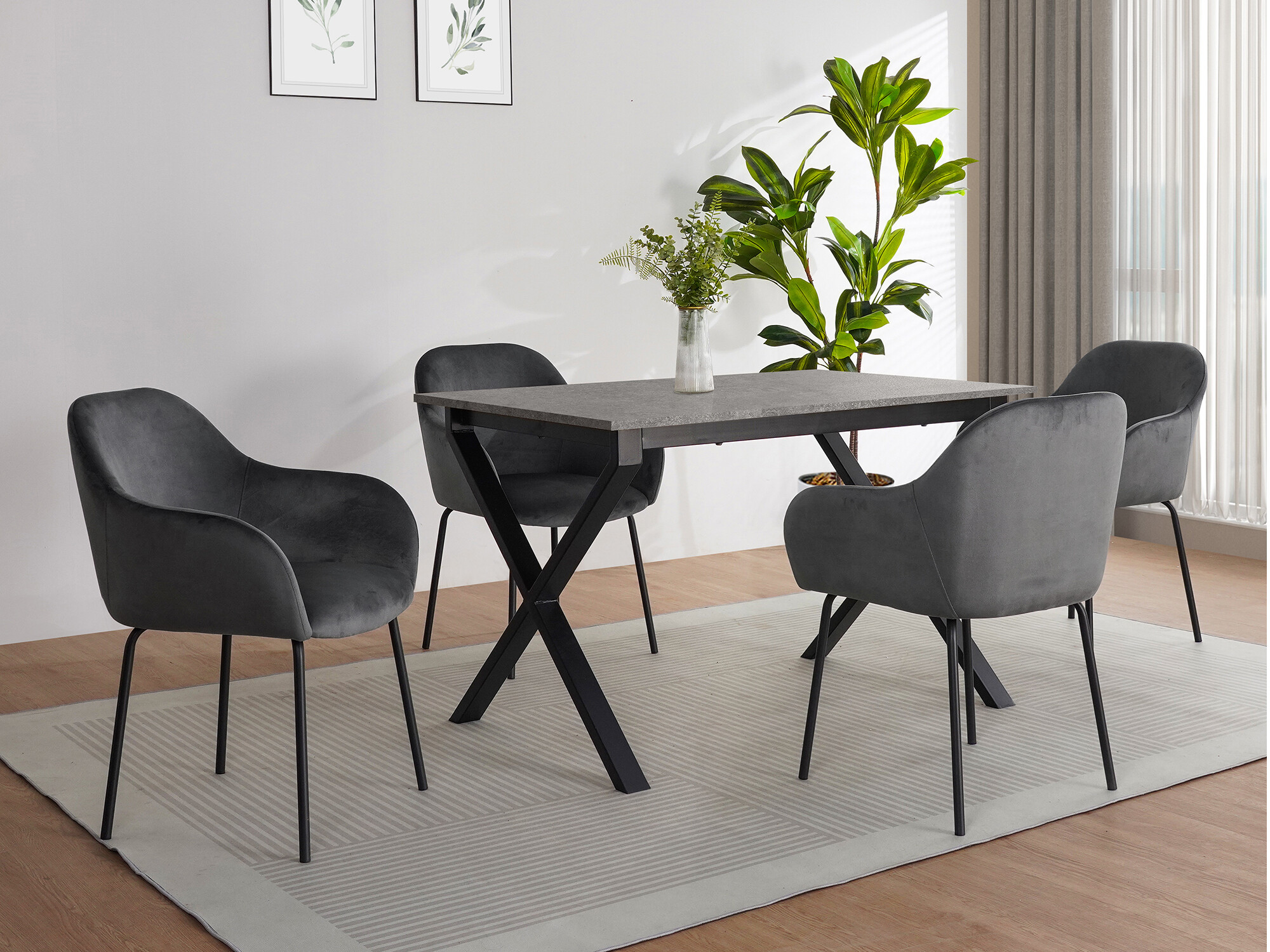 Pöytä Denton 1554 (Musta + Betoni)