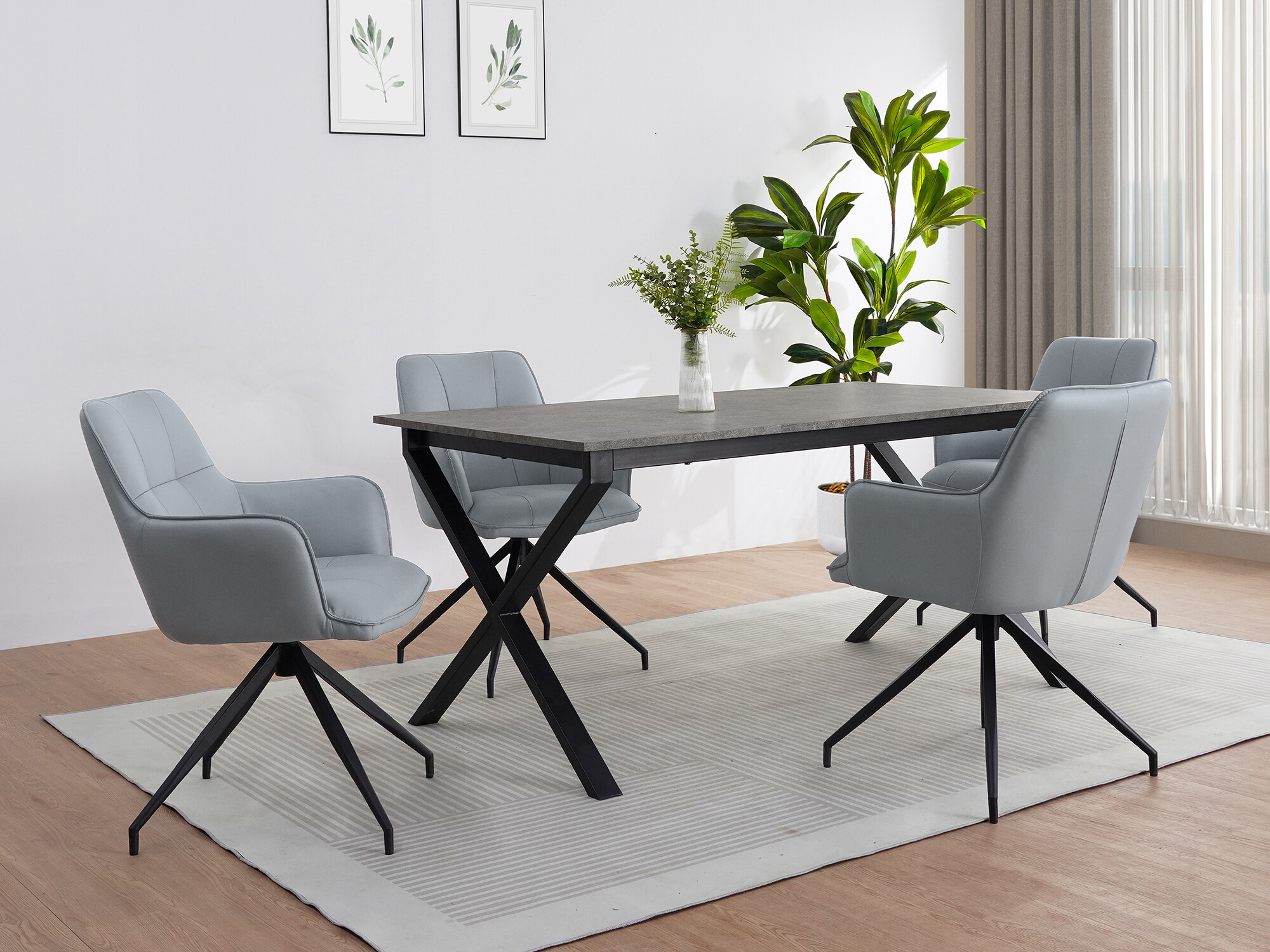 Pöytä Denton 1555 (Musta + Betoni)