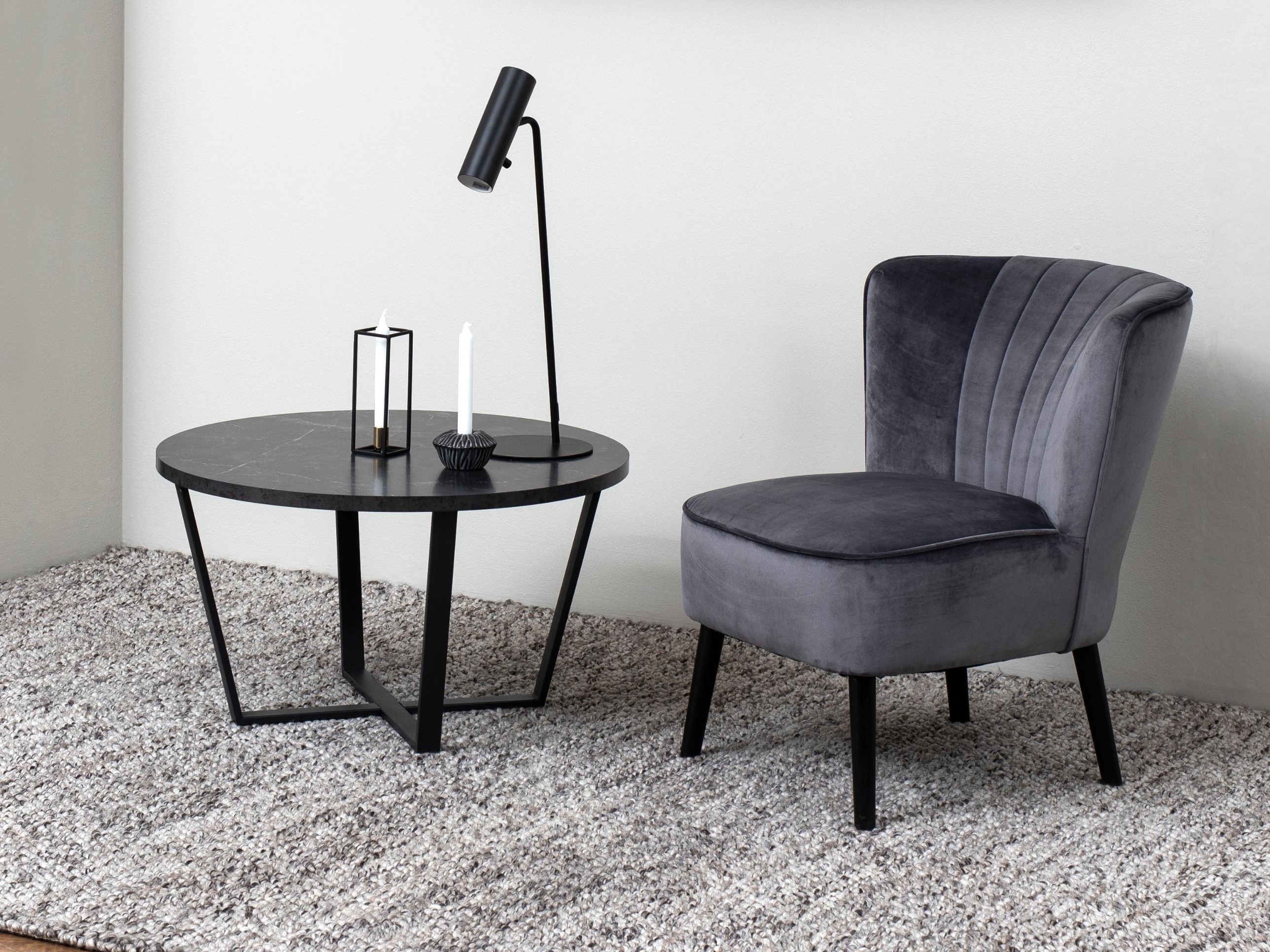 Sohvapöytä Norsica 321 (Musta marmori + Musta)