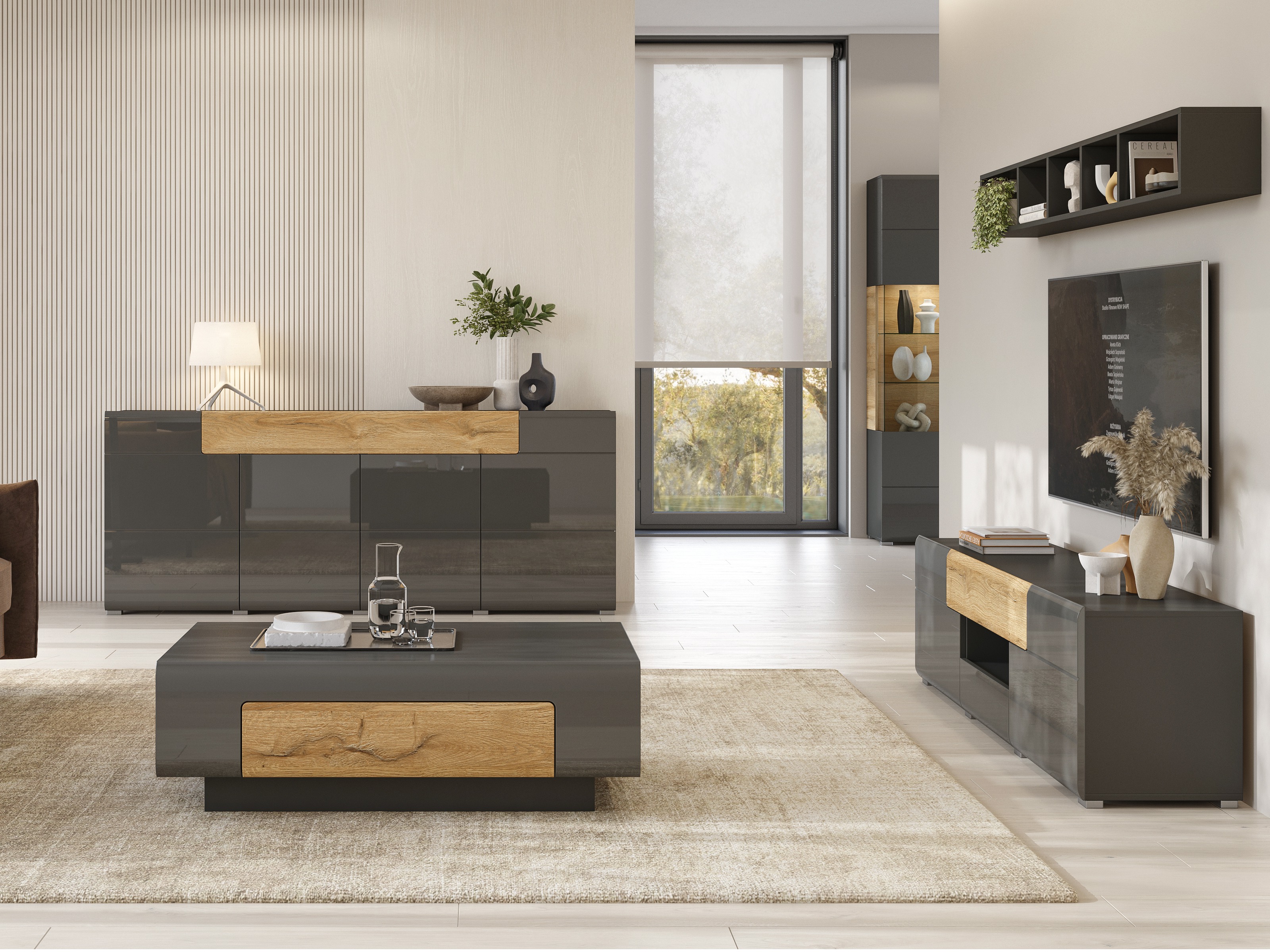 TV-taso Torsone 101 (Antrasiitti + Gloss antrasiitti + Grandson-tammi)