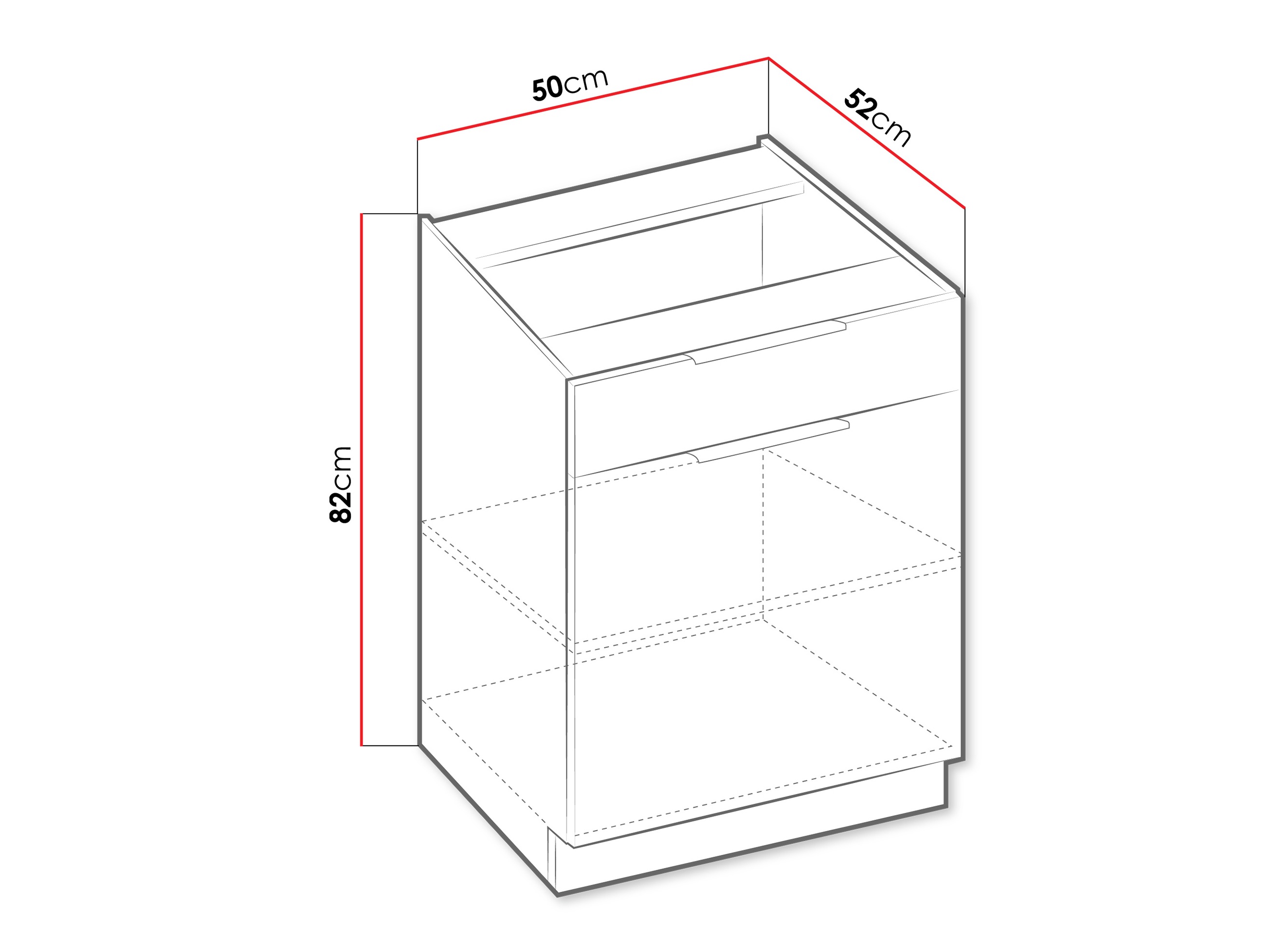 Modulaarinen kaappi vetolaatikolla ja ovilla Sole 121