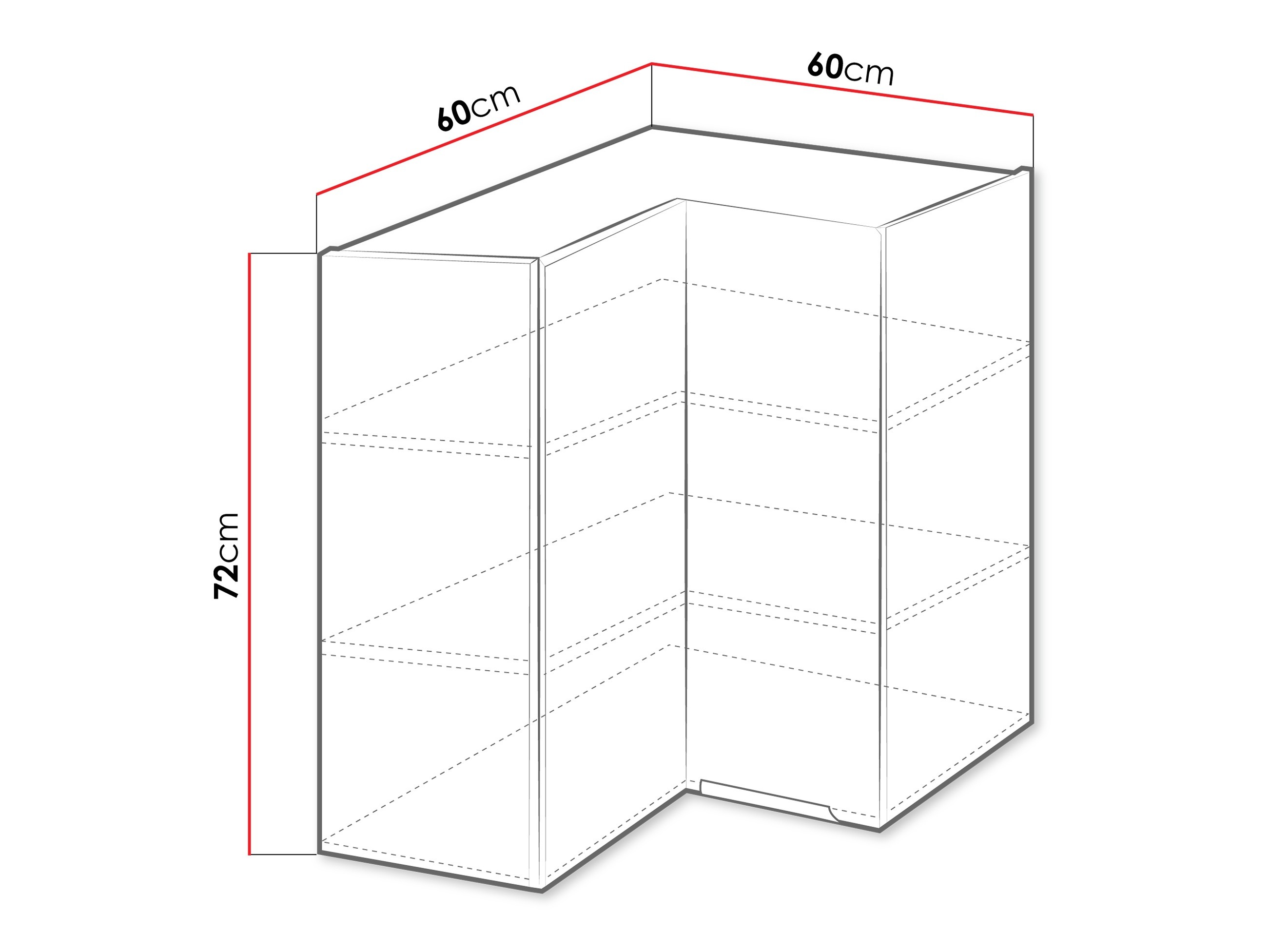 Modulaarinen kulmakaappi seinälle Sole 143