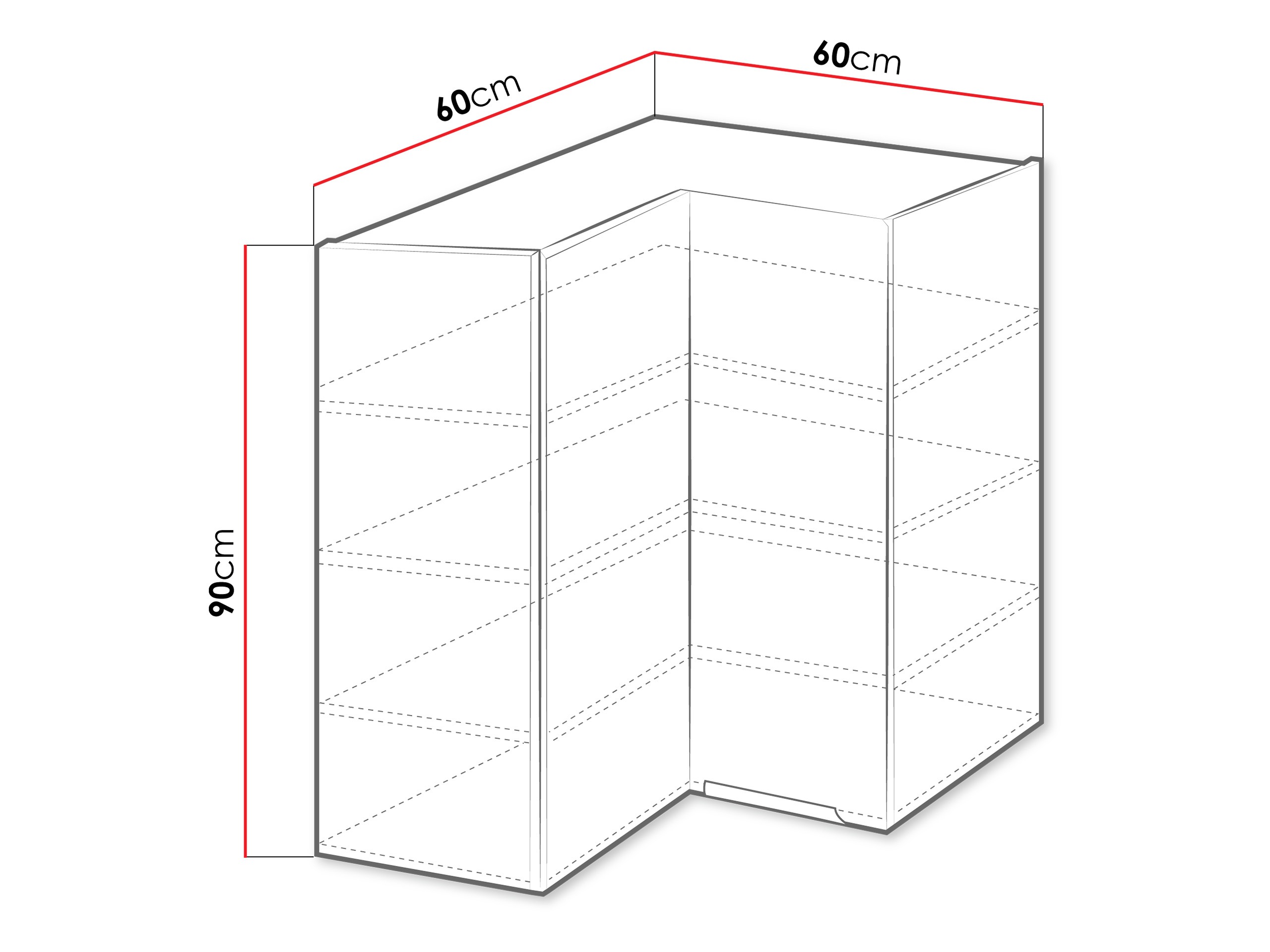 Modulaarinen kulmakaappi seinälle Sole 145