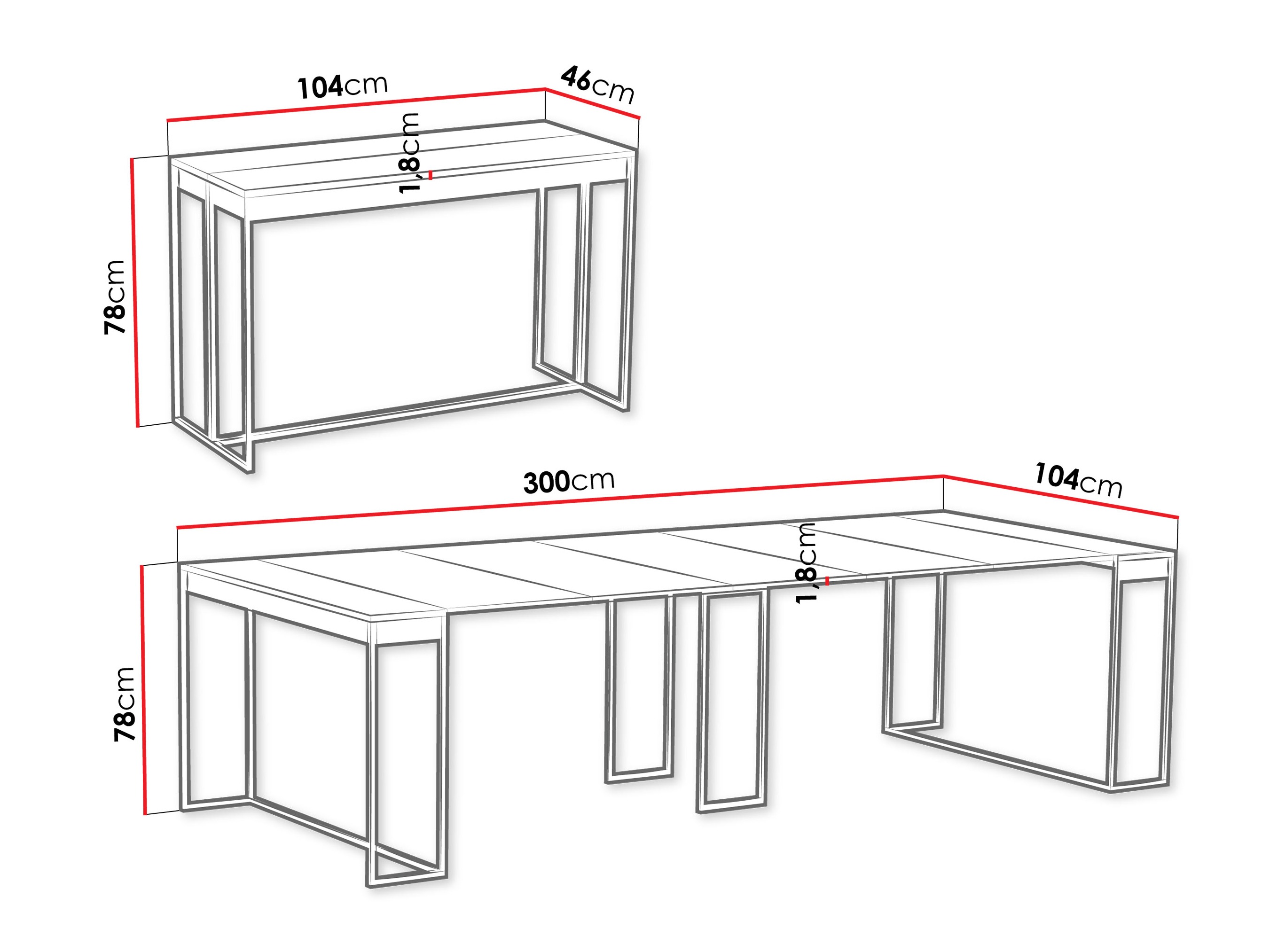 Taitettava pöytä Oswego 180 (Musta + Craft tammi)