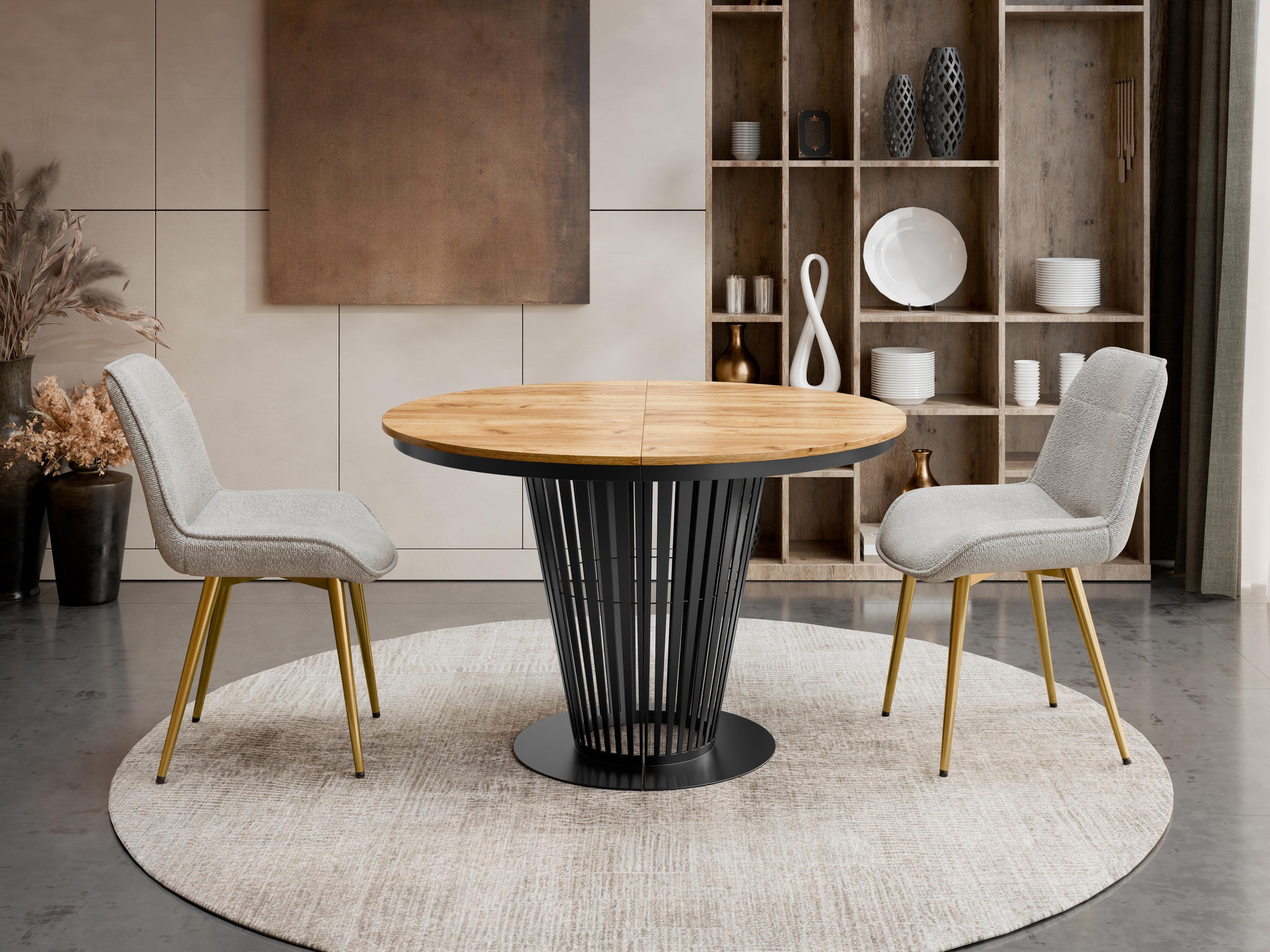 Pöytä Oswego 179 (Musta + Craft tammi)