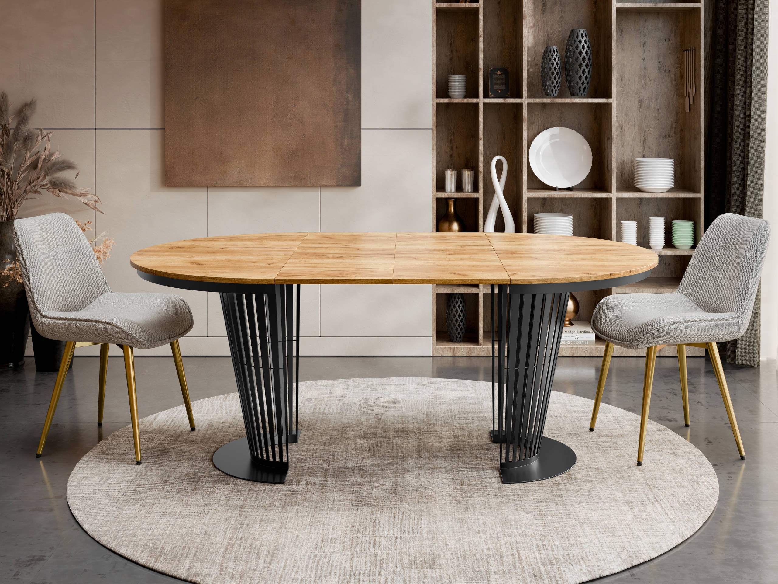 Pöytä Oswego 179 (Musta + Craft tammi)