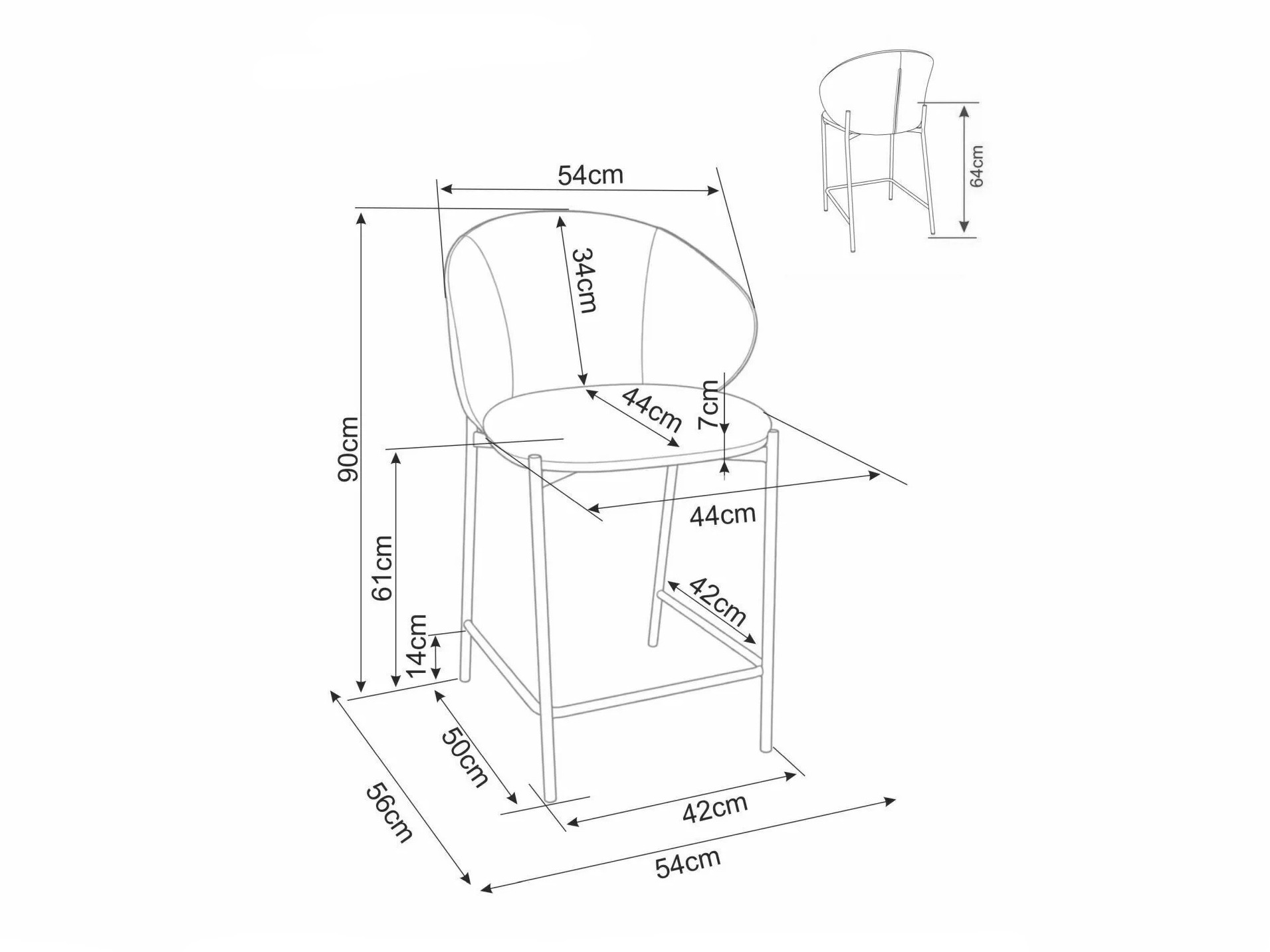 Baarituoli Detroit 947 (Harmaa + Musta)