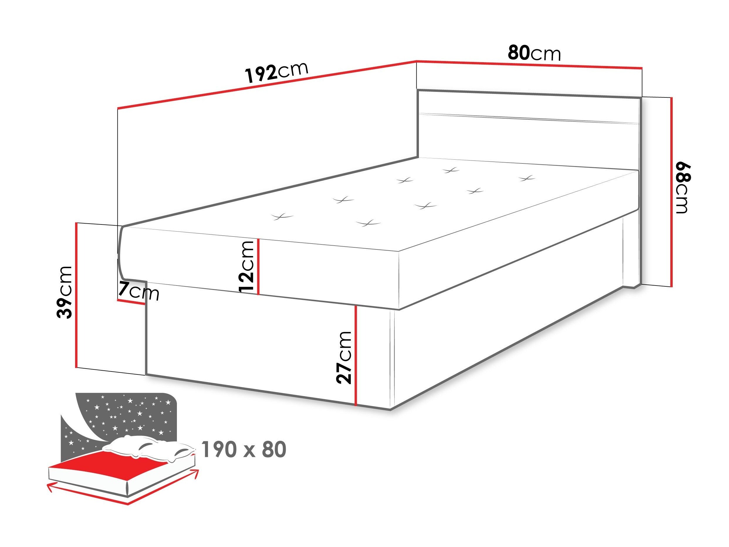Sänky Dover 101 (Valkoinen)