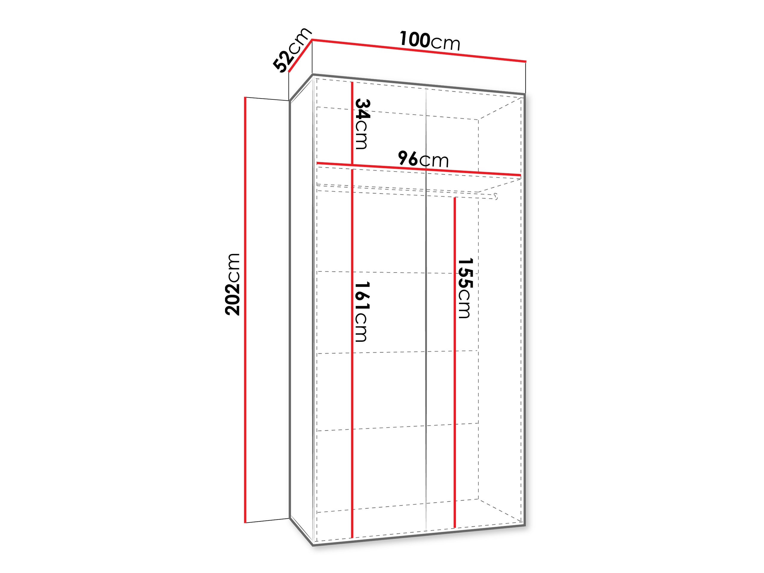 Vaatekaappi Hartford 594 (Musta)