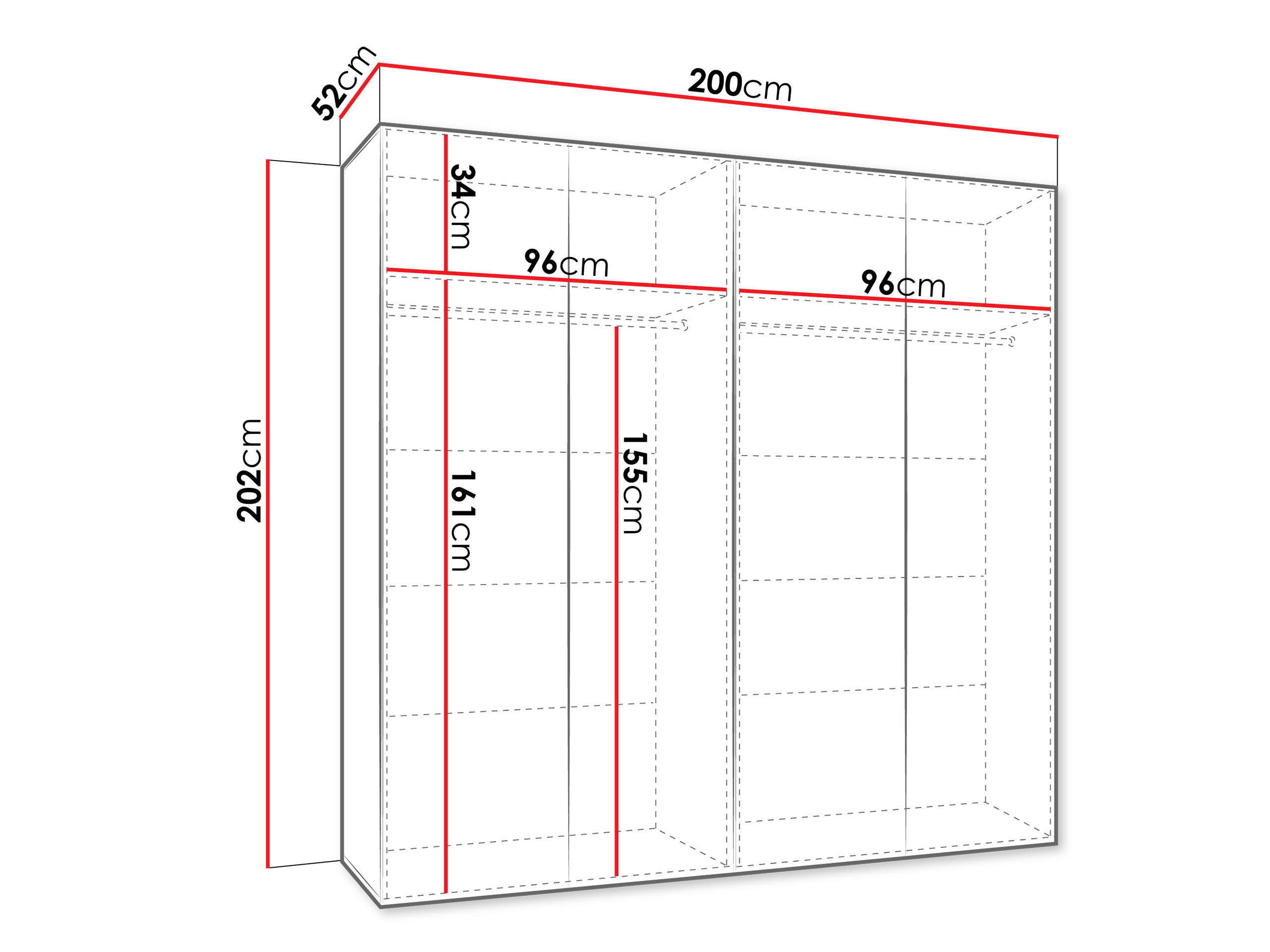 Vaatekaappi Hartford 598 (Valkoinen)