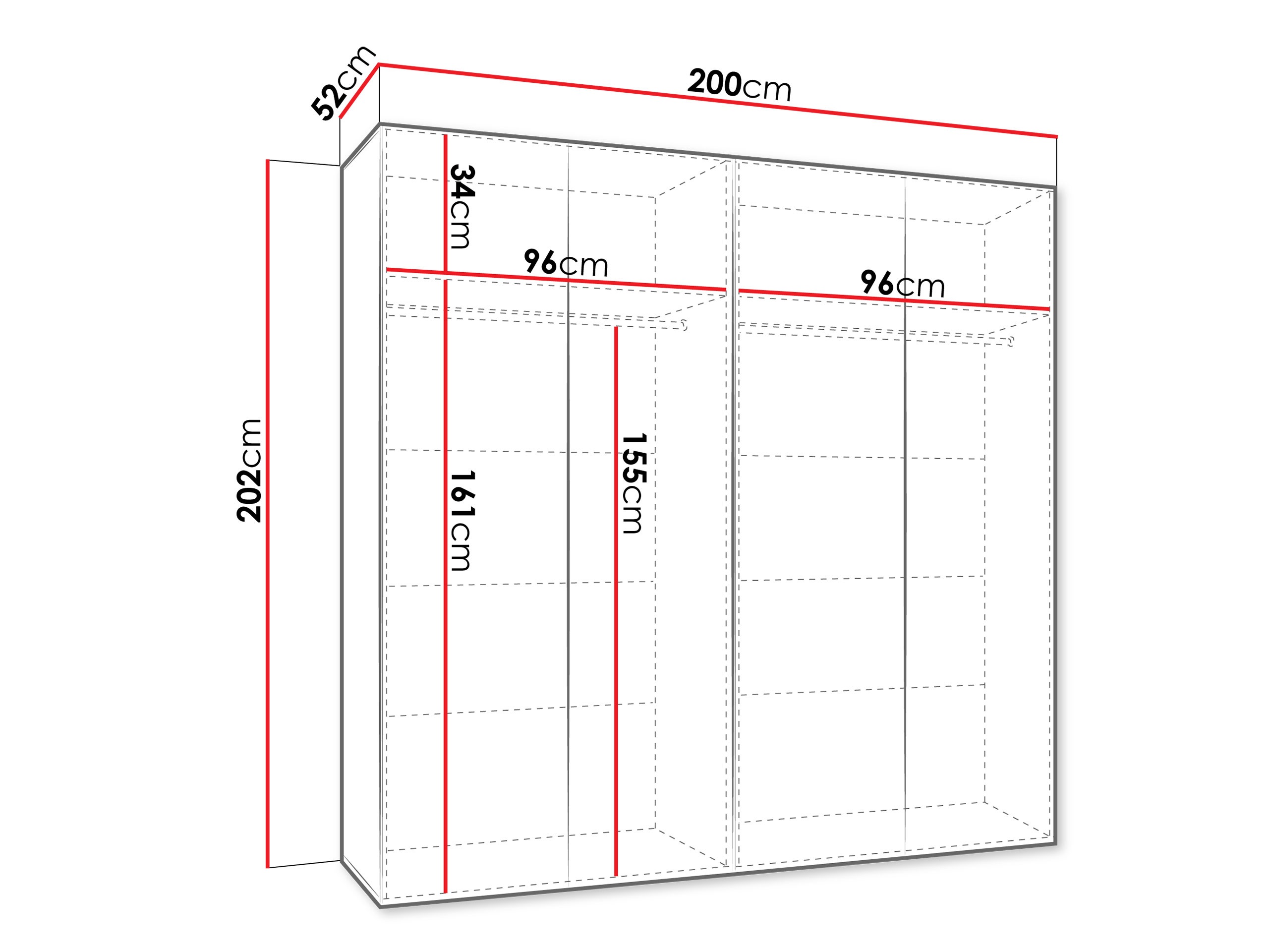 Vaatekaappi Hartford 601 (Valkoinen)
