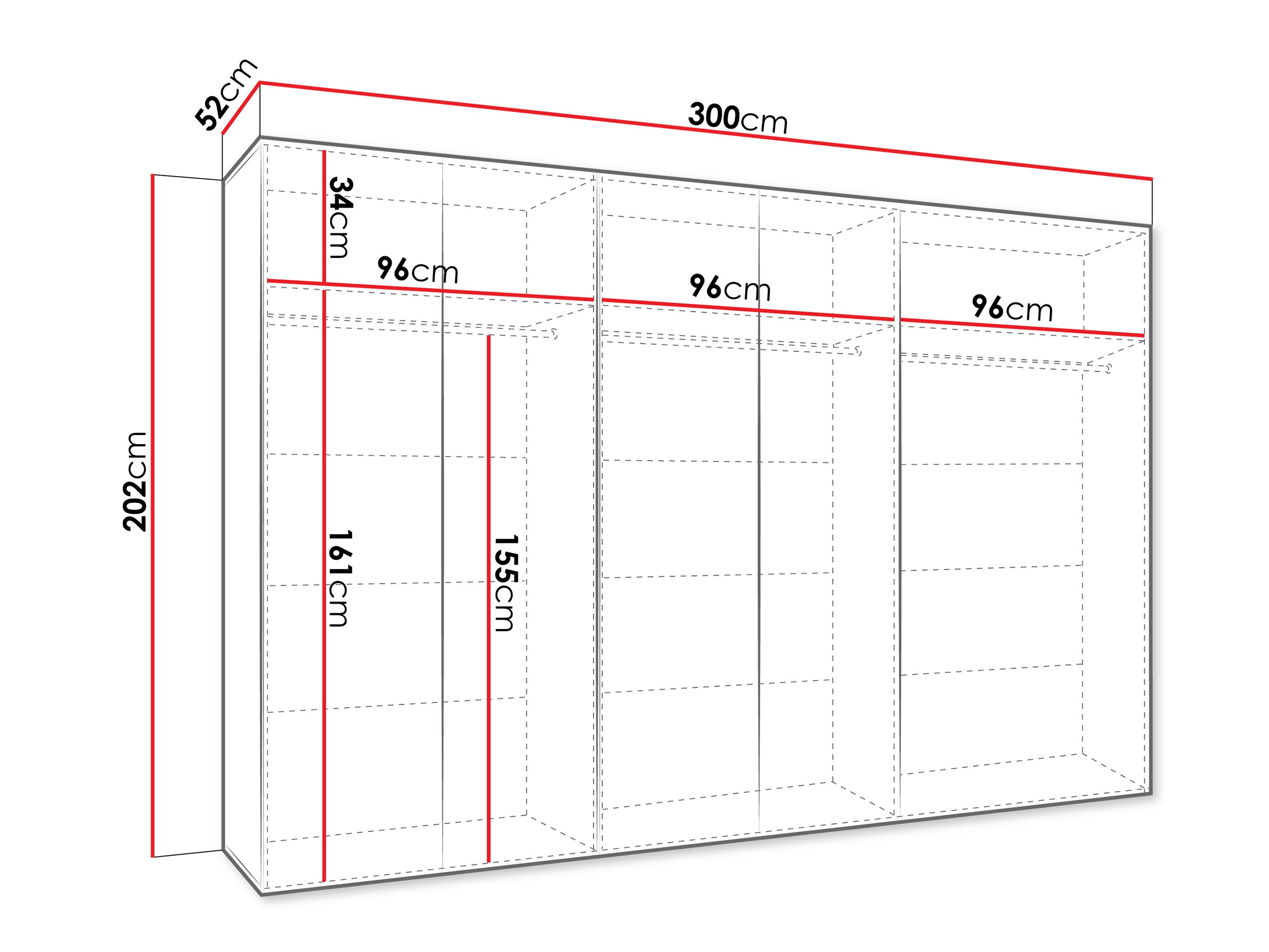Vaatekaappi Hartford 602 (Valkoinen)