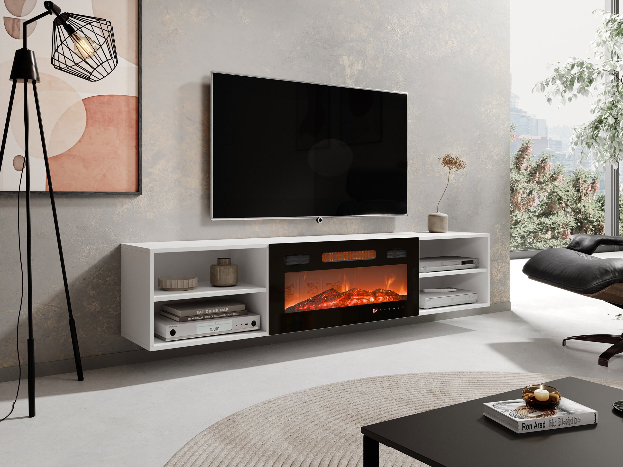 TV-taso Charlotte 190 (Valkoinen + Musta)