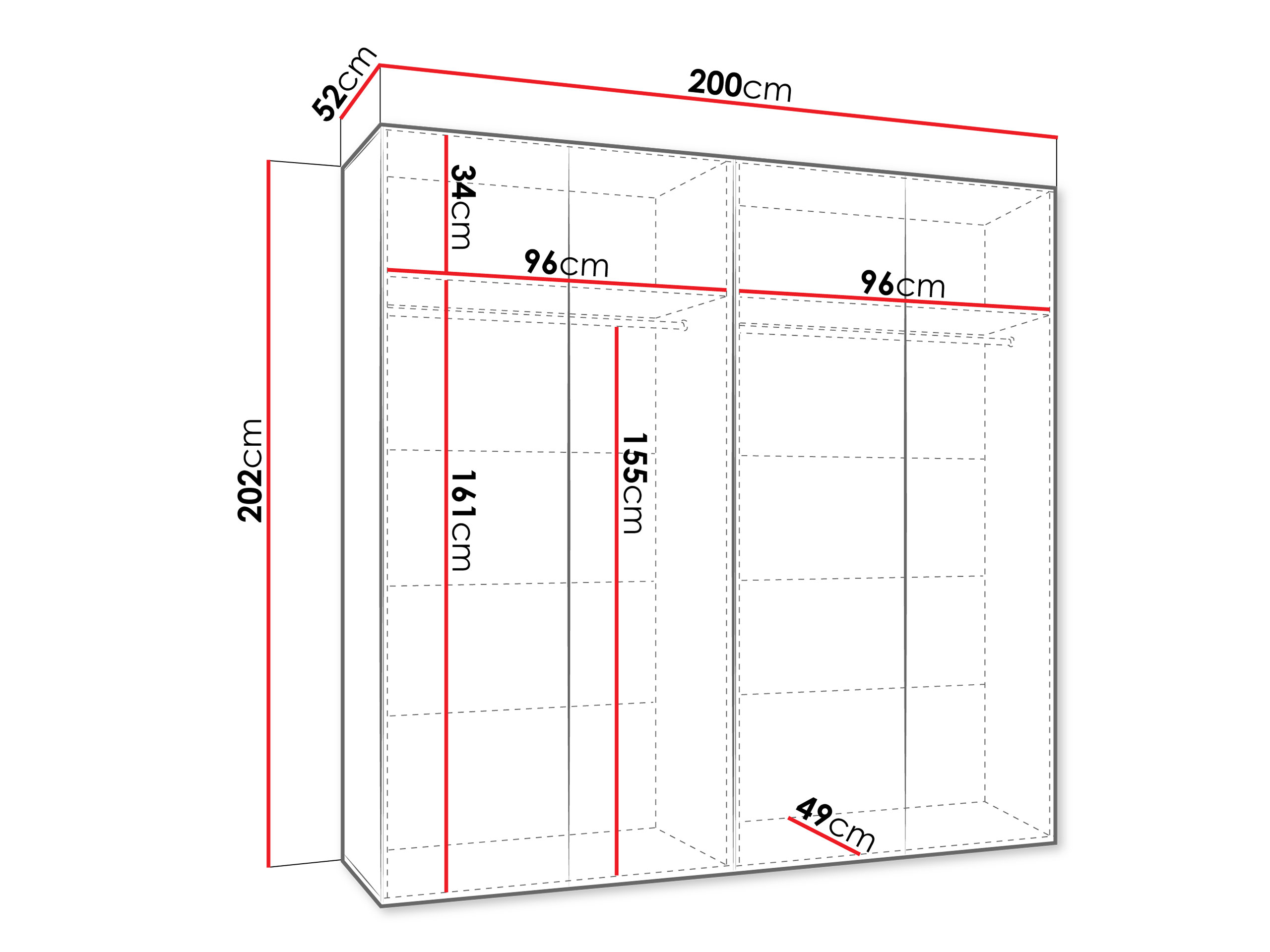 Vaatekaappi Hartford 630 (Musta)