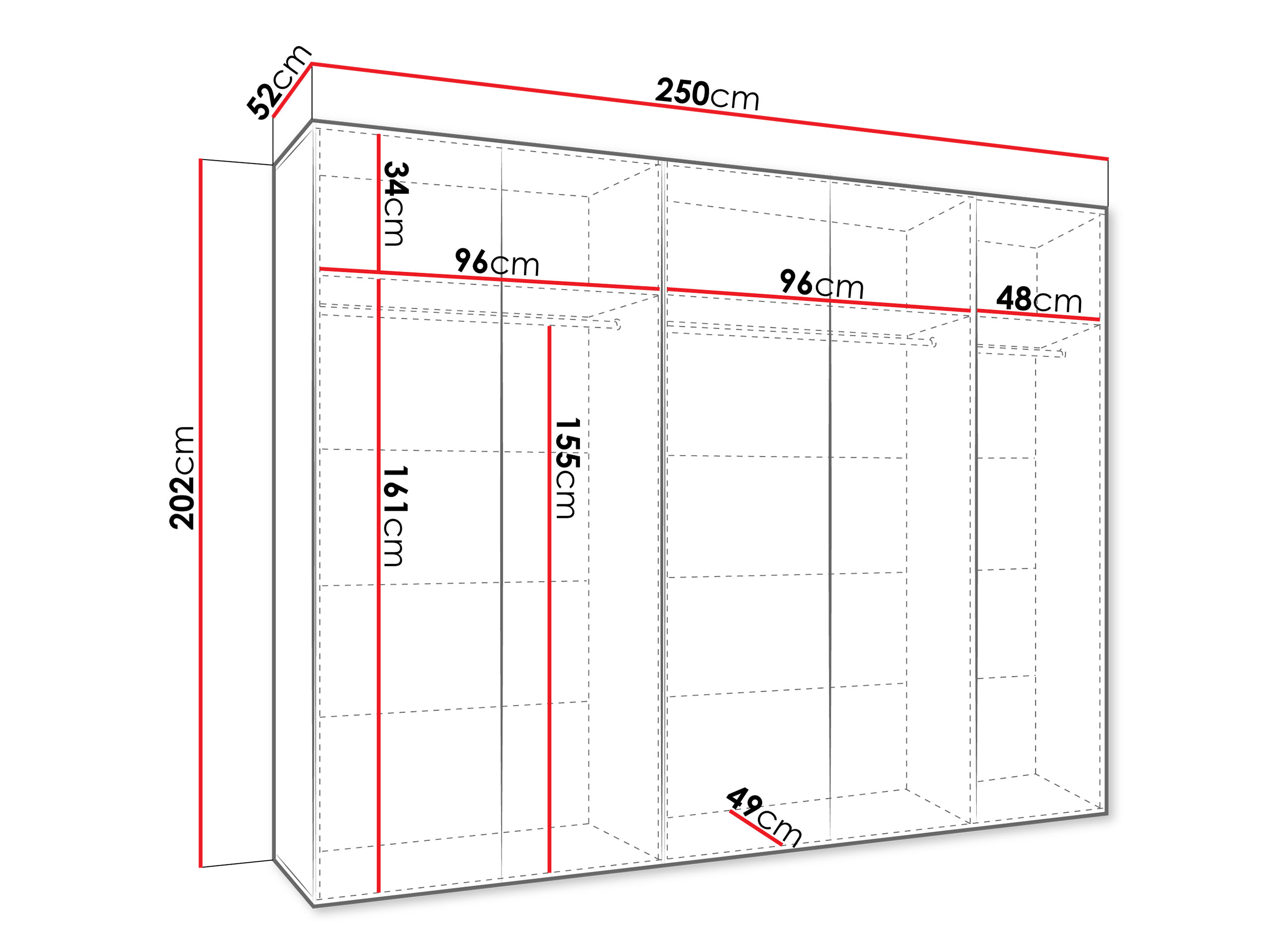 Vaatekaappi Hartford 631 (Valkoinen)