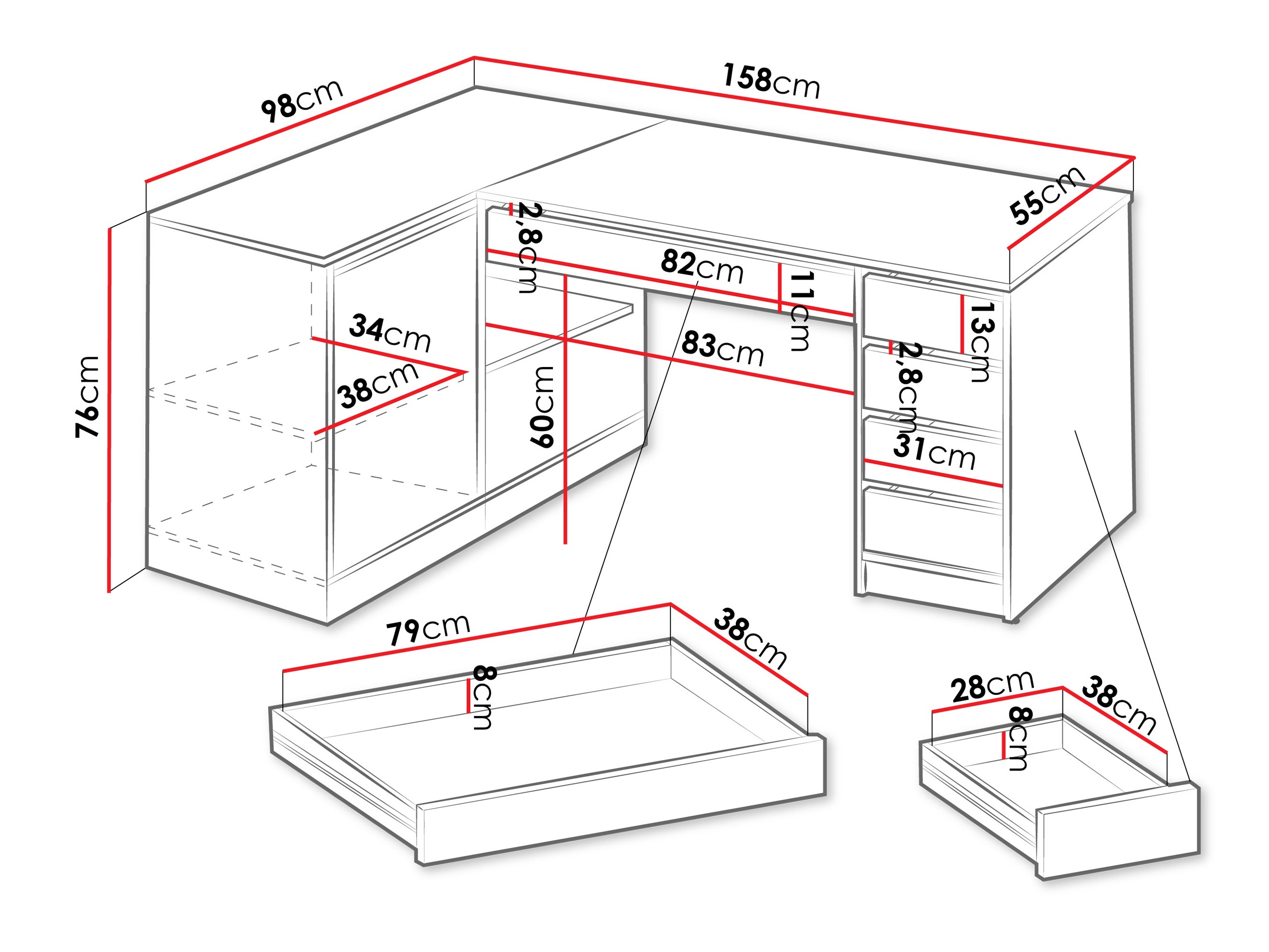 Kulmapöytä Comfivo 568 (Beige)
