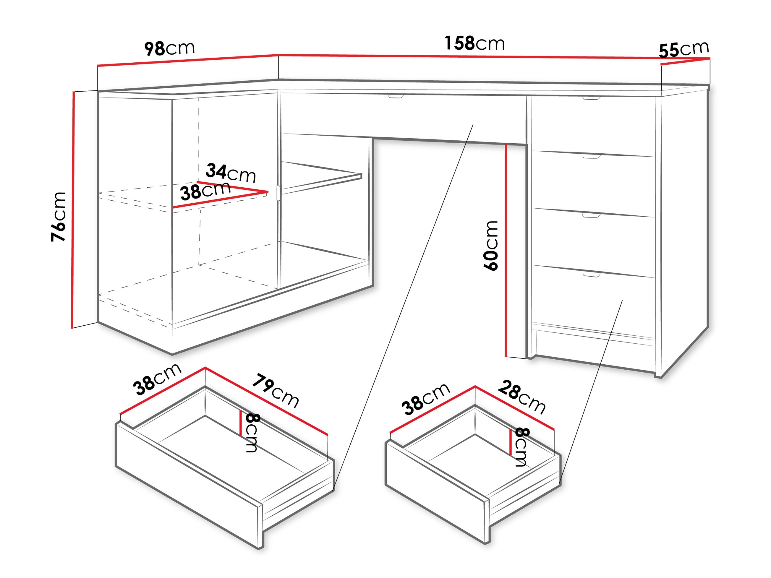 Kulmapöytä Comfivo Larmire 127 (Pähkinä)