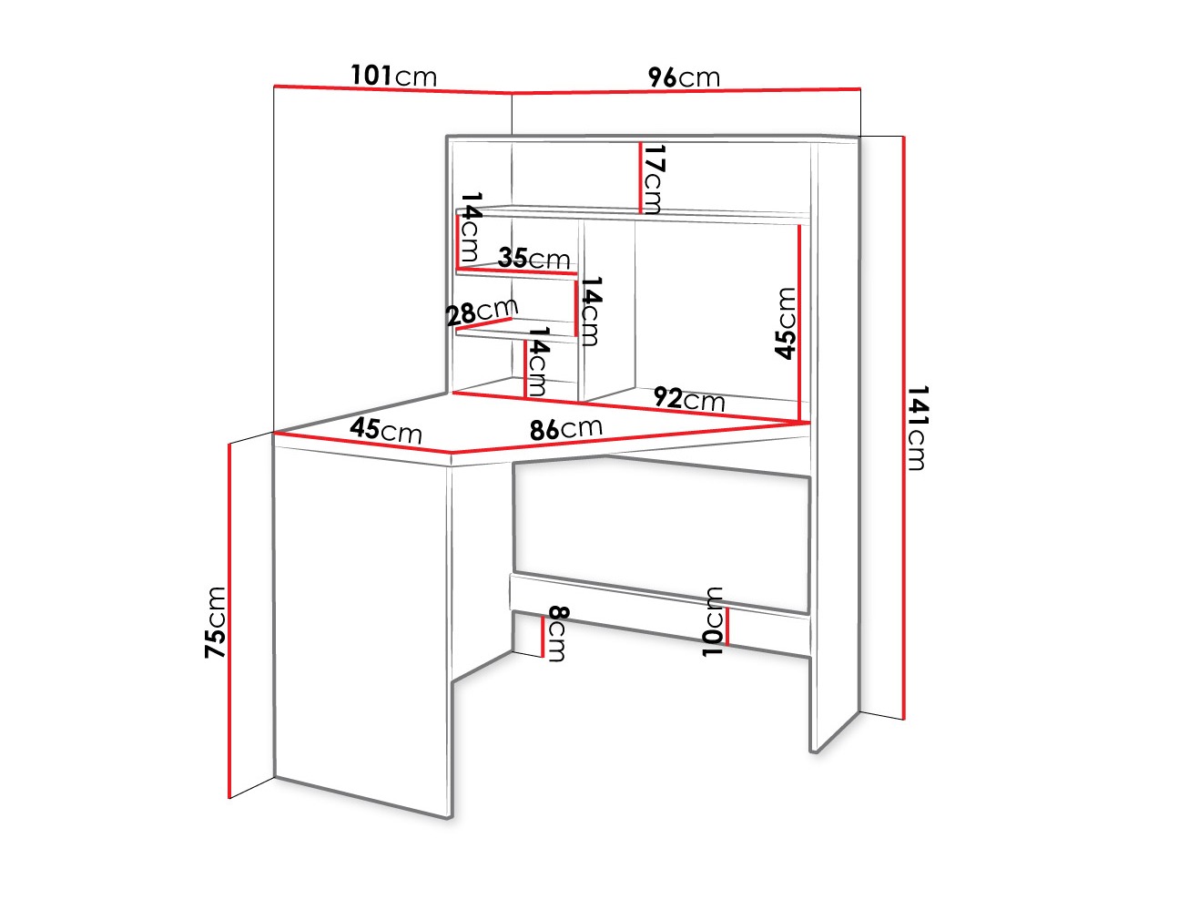 Kulmapöytä Claral (Kashmir)