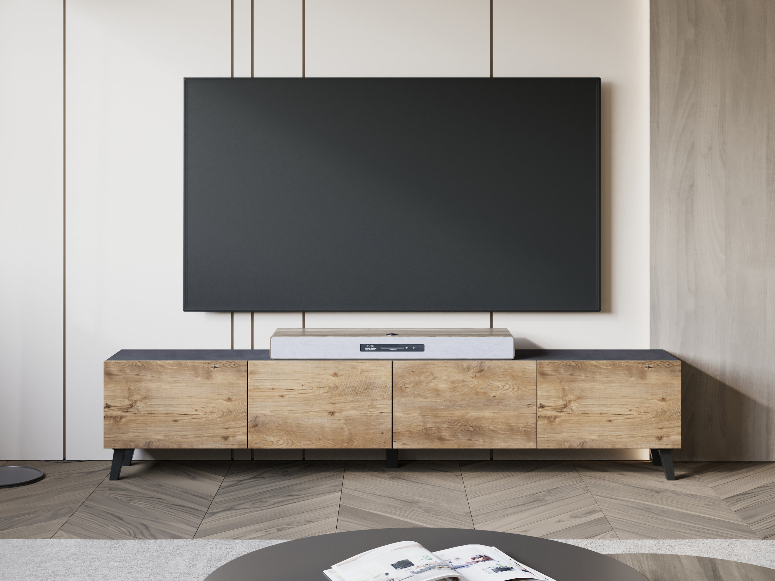 TV-taso Levtive 101 (Matera-harmaa + Kastanja)