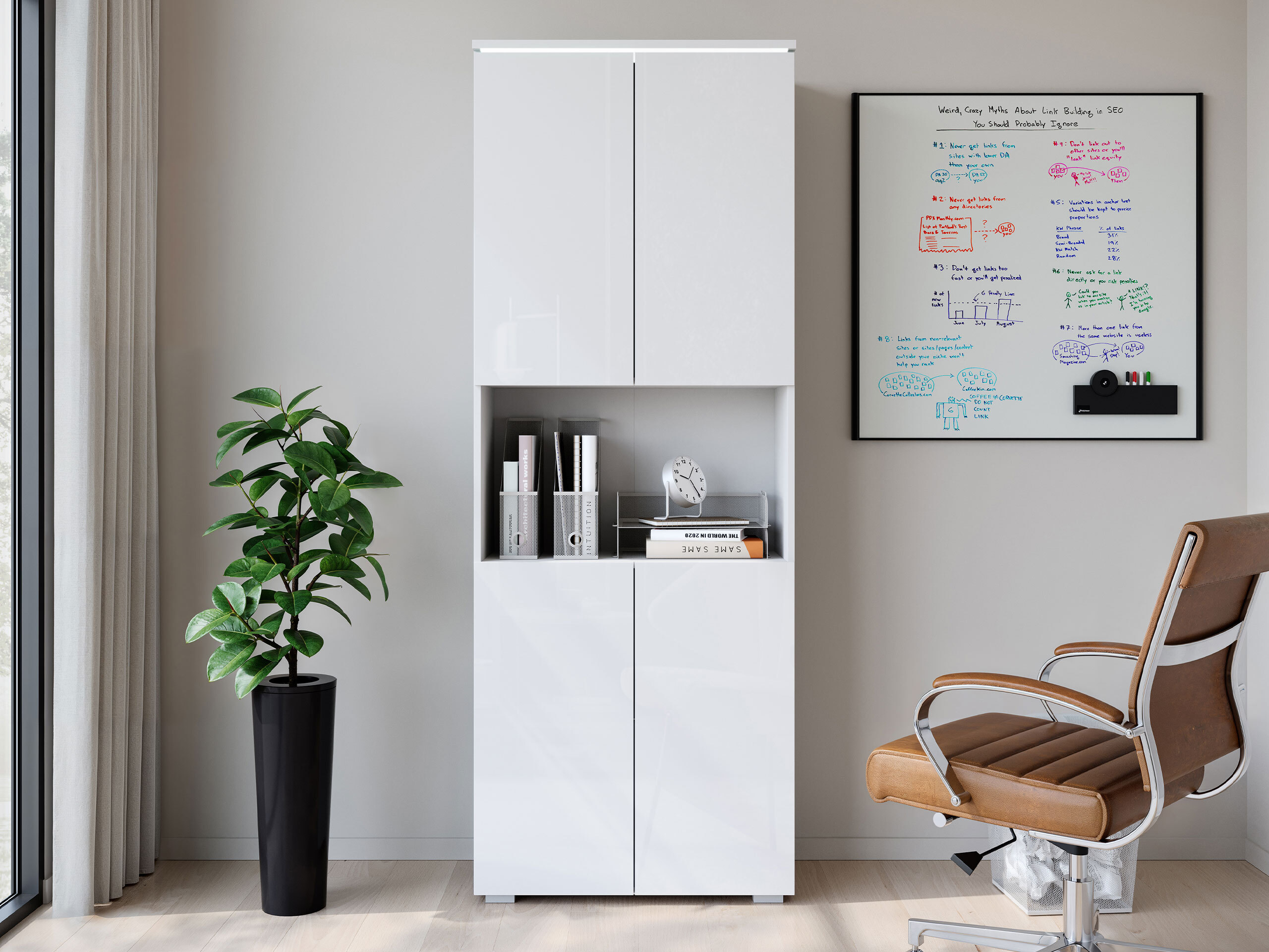 Hylly Mirfivo 106 (Valkoinen + Kiiltävä valkoinen)