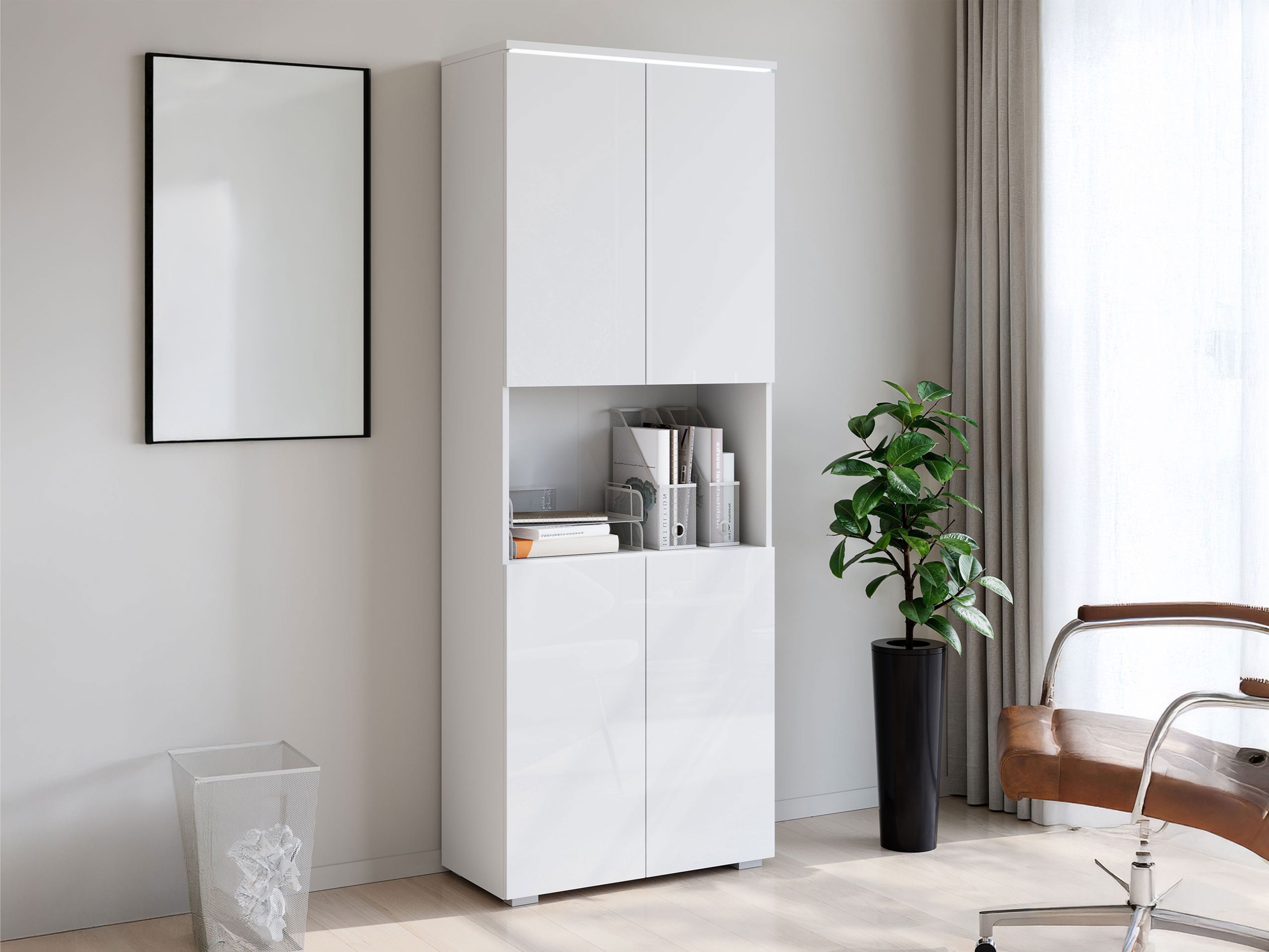 Hylly Mirfivo 106 (Valkoinen + Kiiltävä valkoinen)