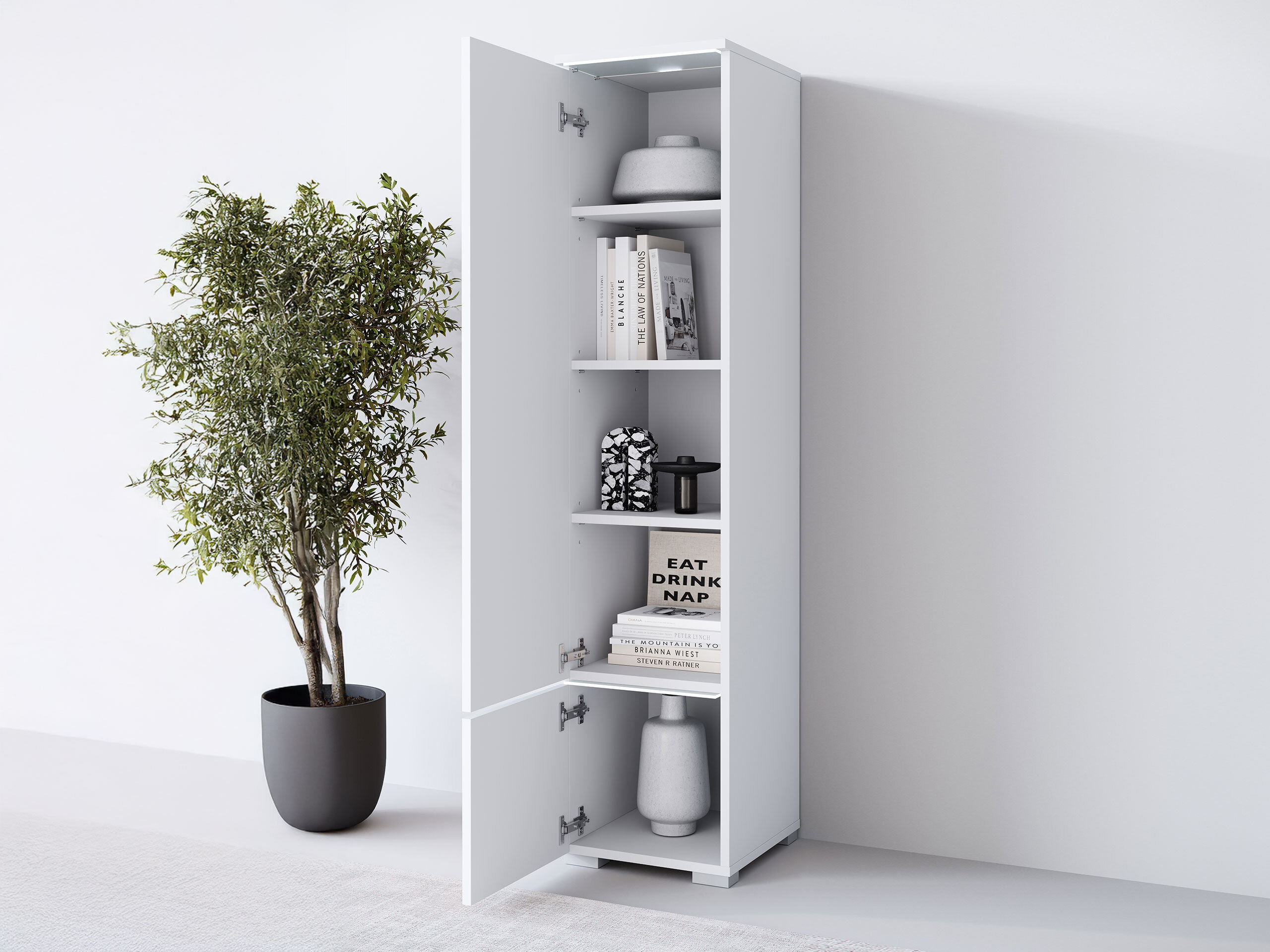 Hylly Mirfivo 108 (Valkoinen + Kiiltävä valkoinen)