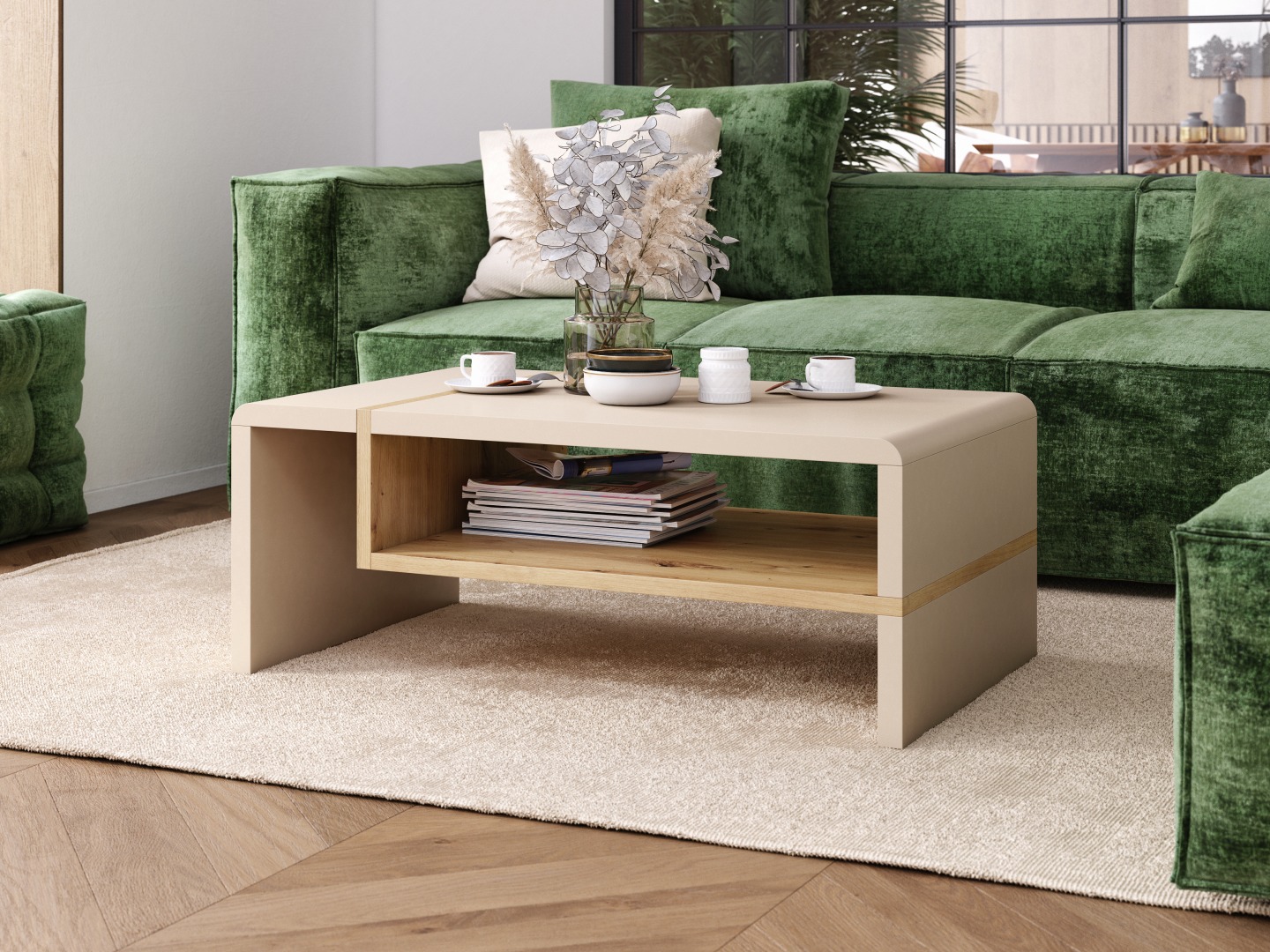 Sohvapöytä Glendale 102 (Beige + Artisaanitammi)