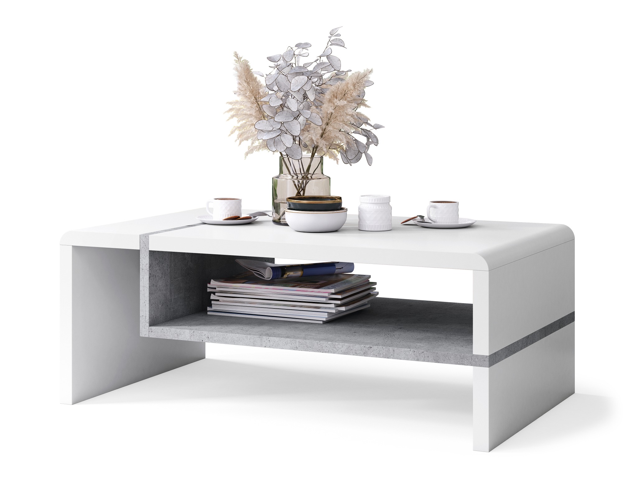 Sohvapöytä Glendale 102 (Valkoinen + Betoni)