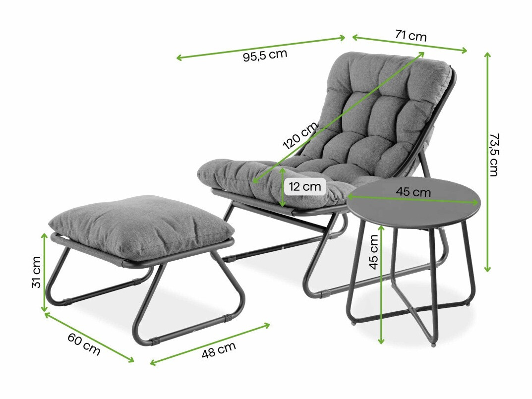 Ulkokalustesetti Forney 105 (Tummanharmaa)