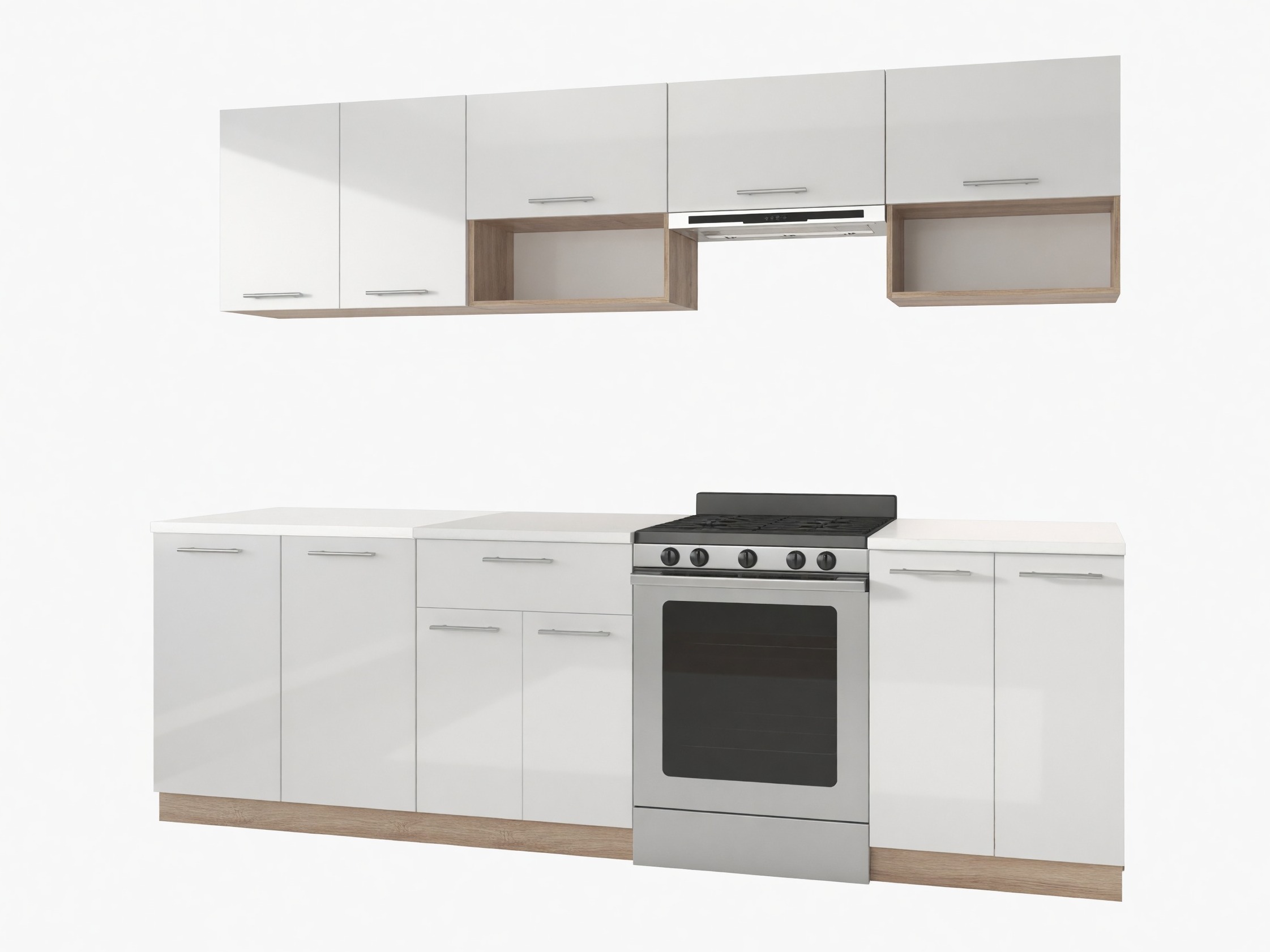 Keittiöryhmä Houston 858 (Kiiltävä valkoinen + Sonoma-tammi)