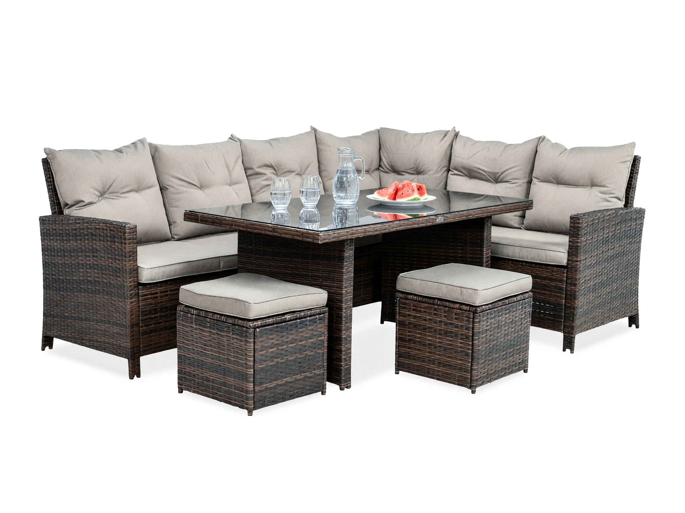 Ulkokalustesetti Forney 113 (Ruskea + Beige)