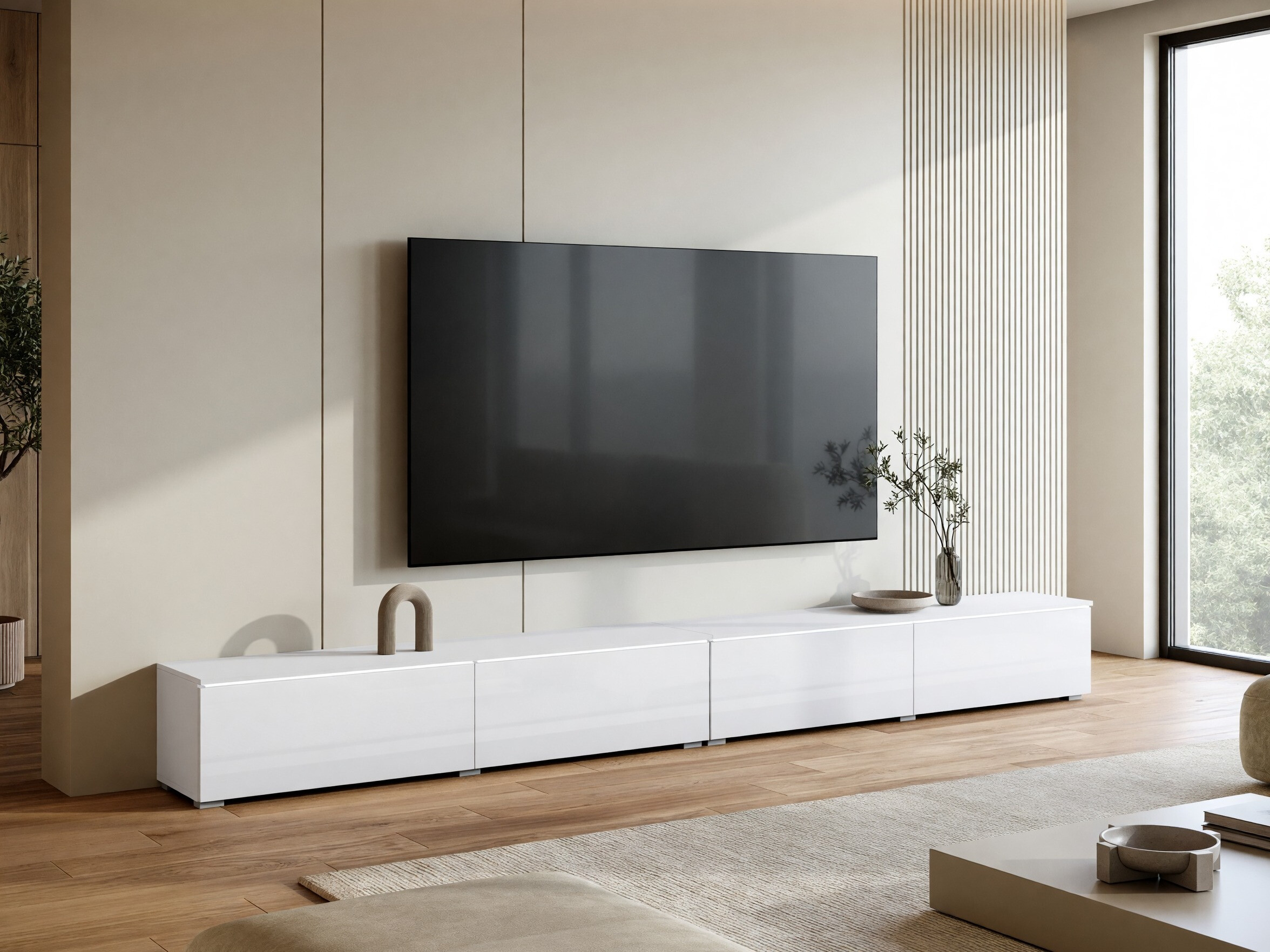 TV-taso Sarasota 199 (Valkoinen + Kiiltävä valkoinen)