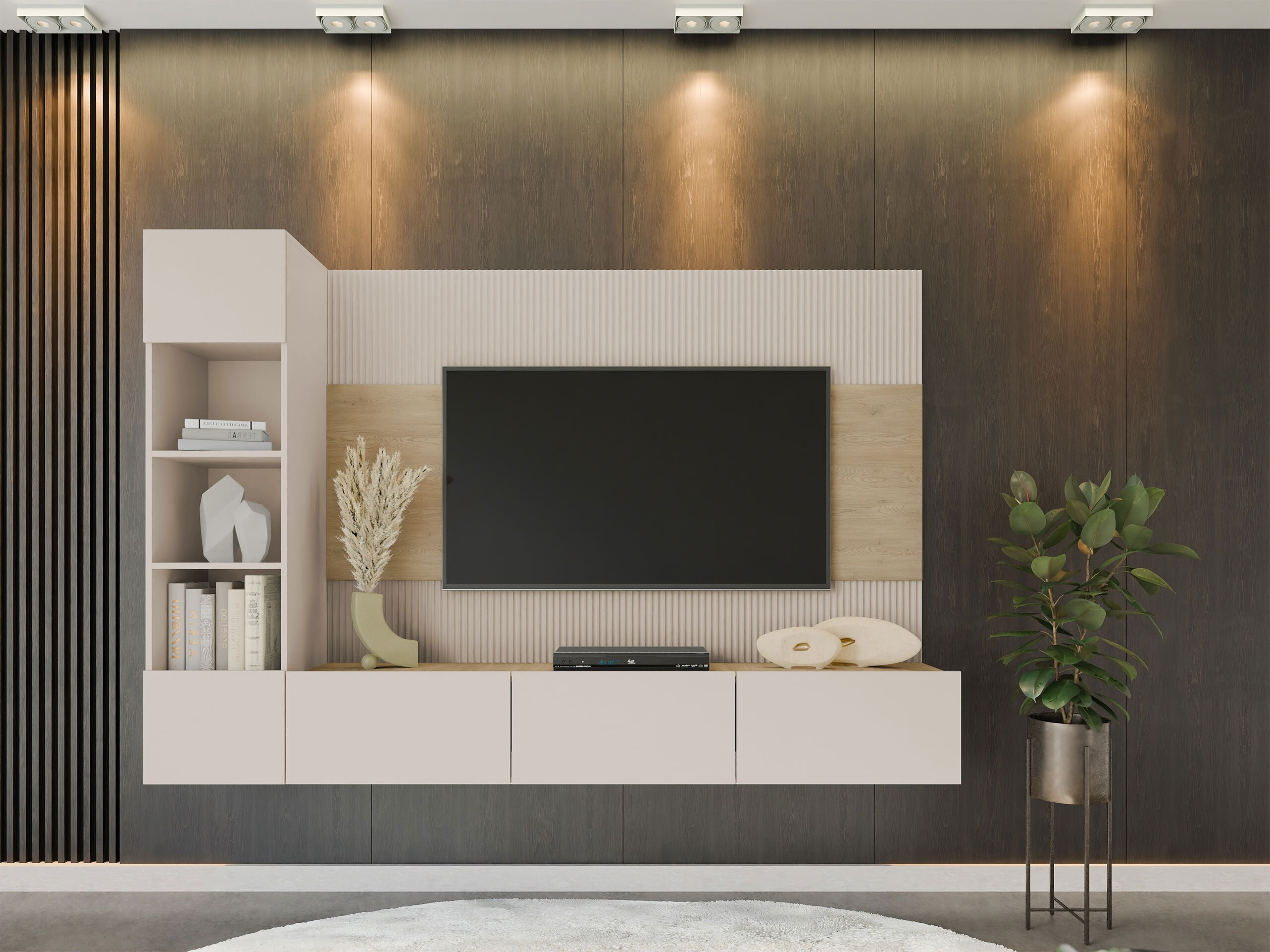 Olohuonesetti Comfivo Salix II (Beige + Tammi)