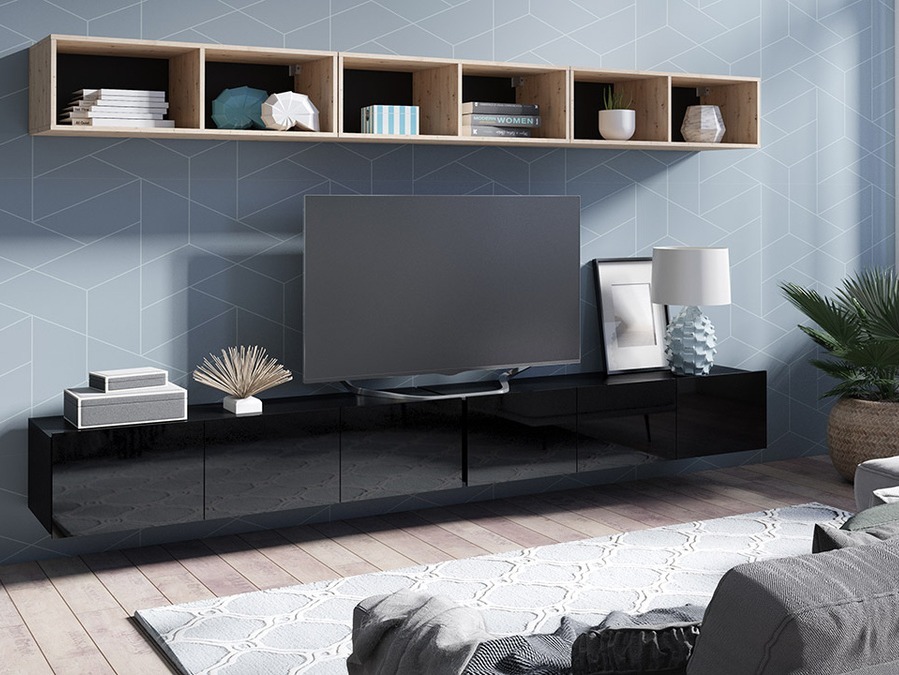 Olohuonesetti Remus XXXIII (Musta + Kiiltävä musta + Artisaanitammi)